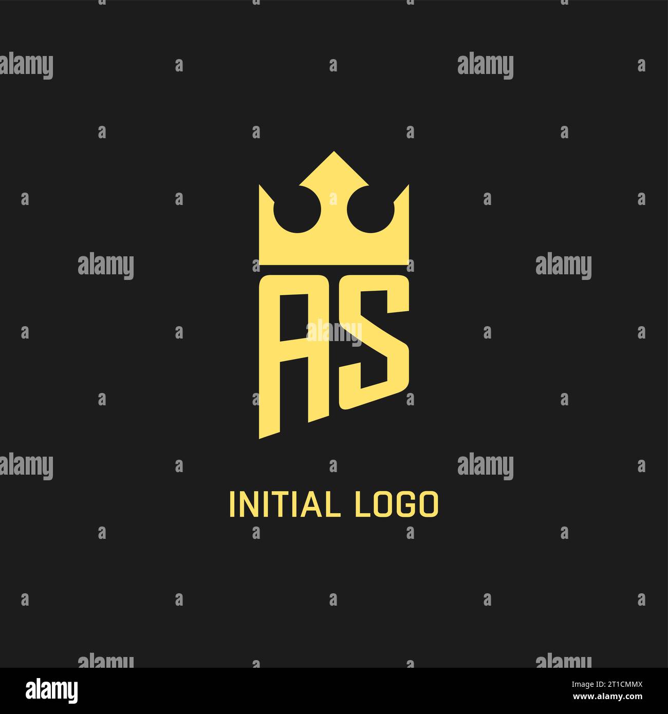 Monogram AS logo shield crown shape, elegant and luxury initial logo style vector graphic Stock Vector