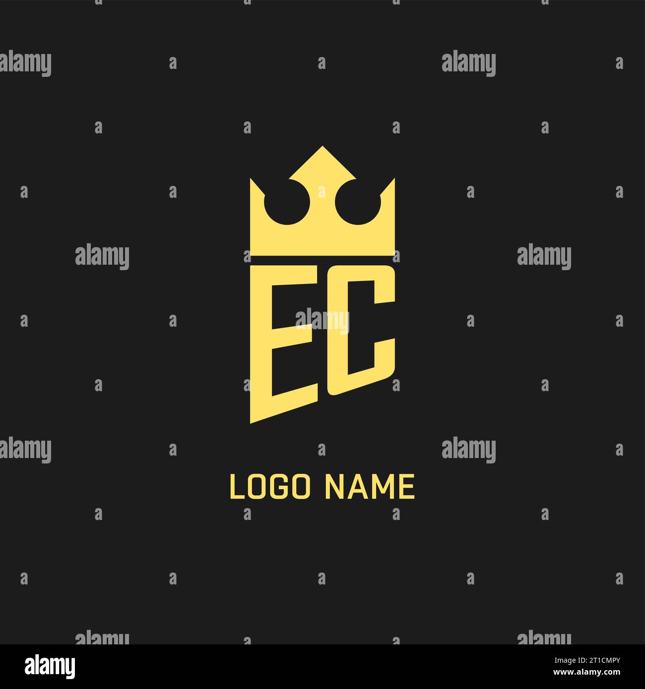 Monogram EC logo shield crown shape, elegant and luxury initial logo style vector graphic Stock Vector