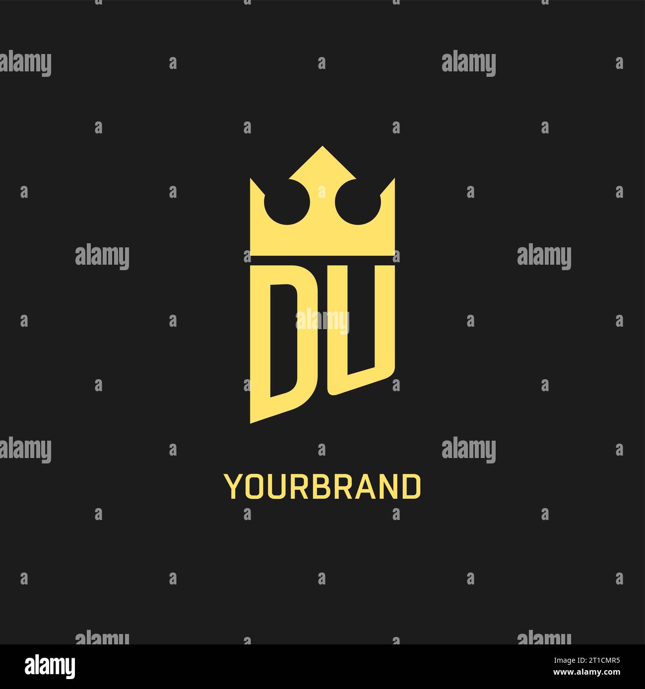 Monogram DU logo shield crown shape, elegant and luxury initial logo style vector graphic Stock Vector