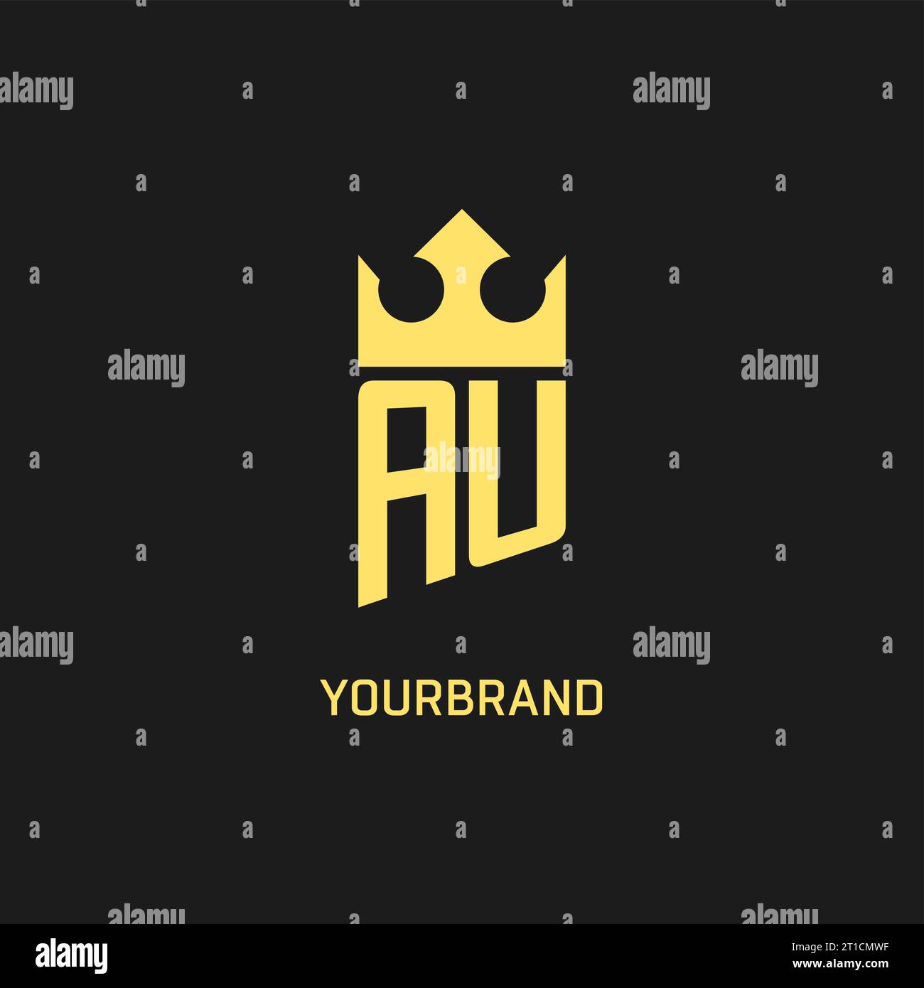 Monogram AU logo shield crown shape, elegant and luxury initial logo style vector graphic Stock Vector