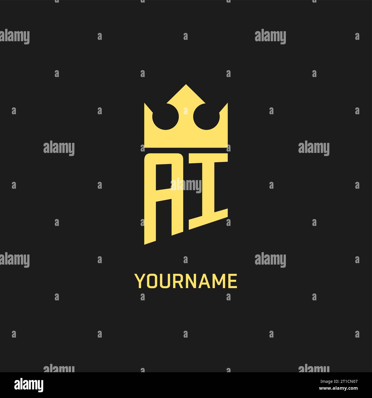 Monogram AI logo shield crown shape, elegant and luxury initial logo style vector graphic Stock Vector