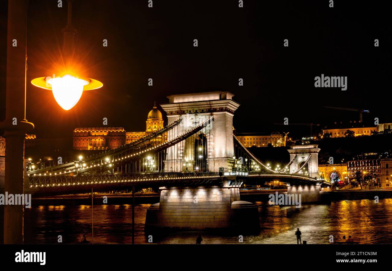 Chain Bridge and Buda Castle Budapest Stock Photo