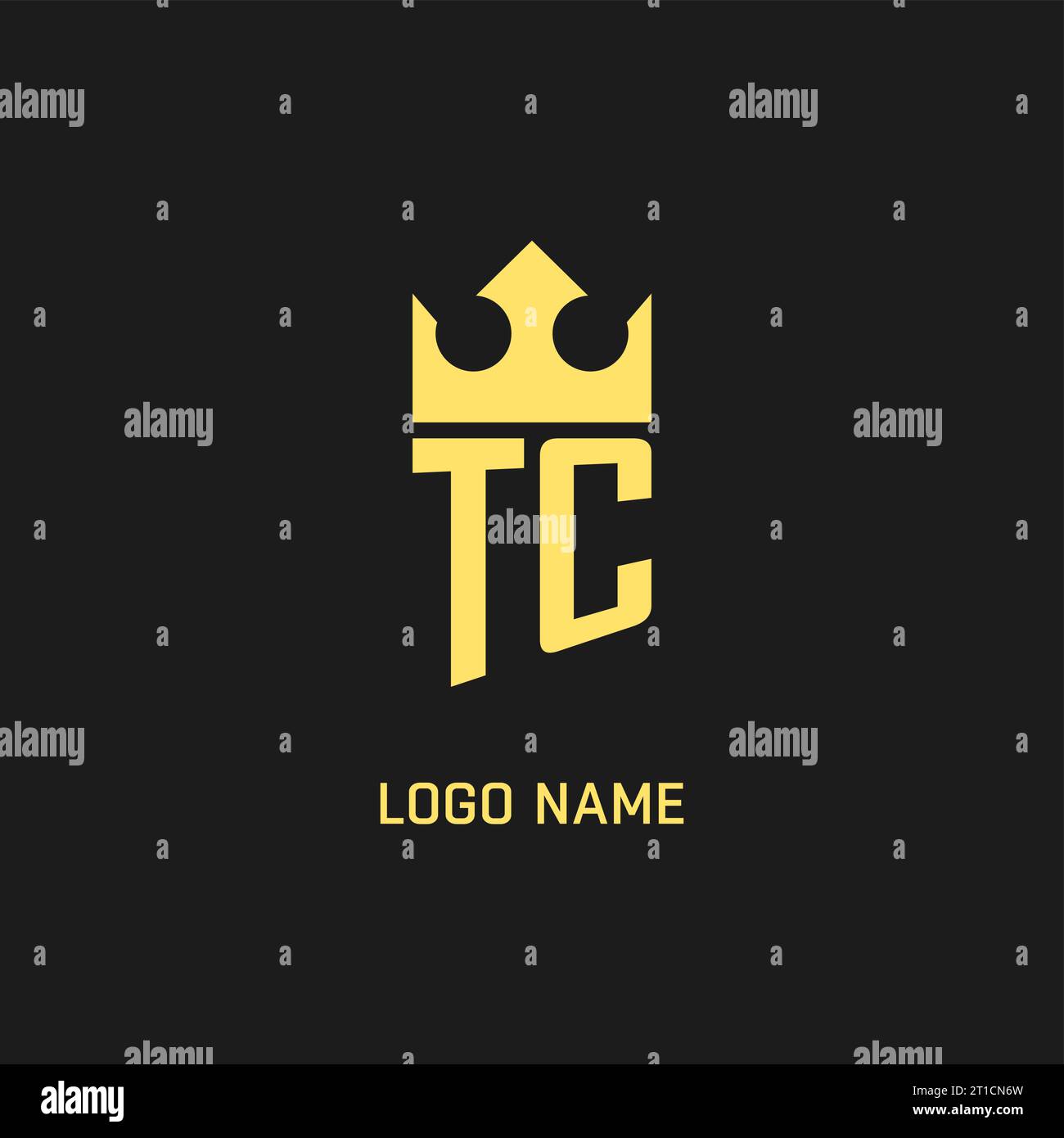Monogram TC logo shield crown shape, elegant and luxury initial logo style vector graphic Stock Vector