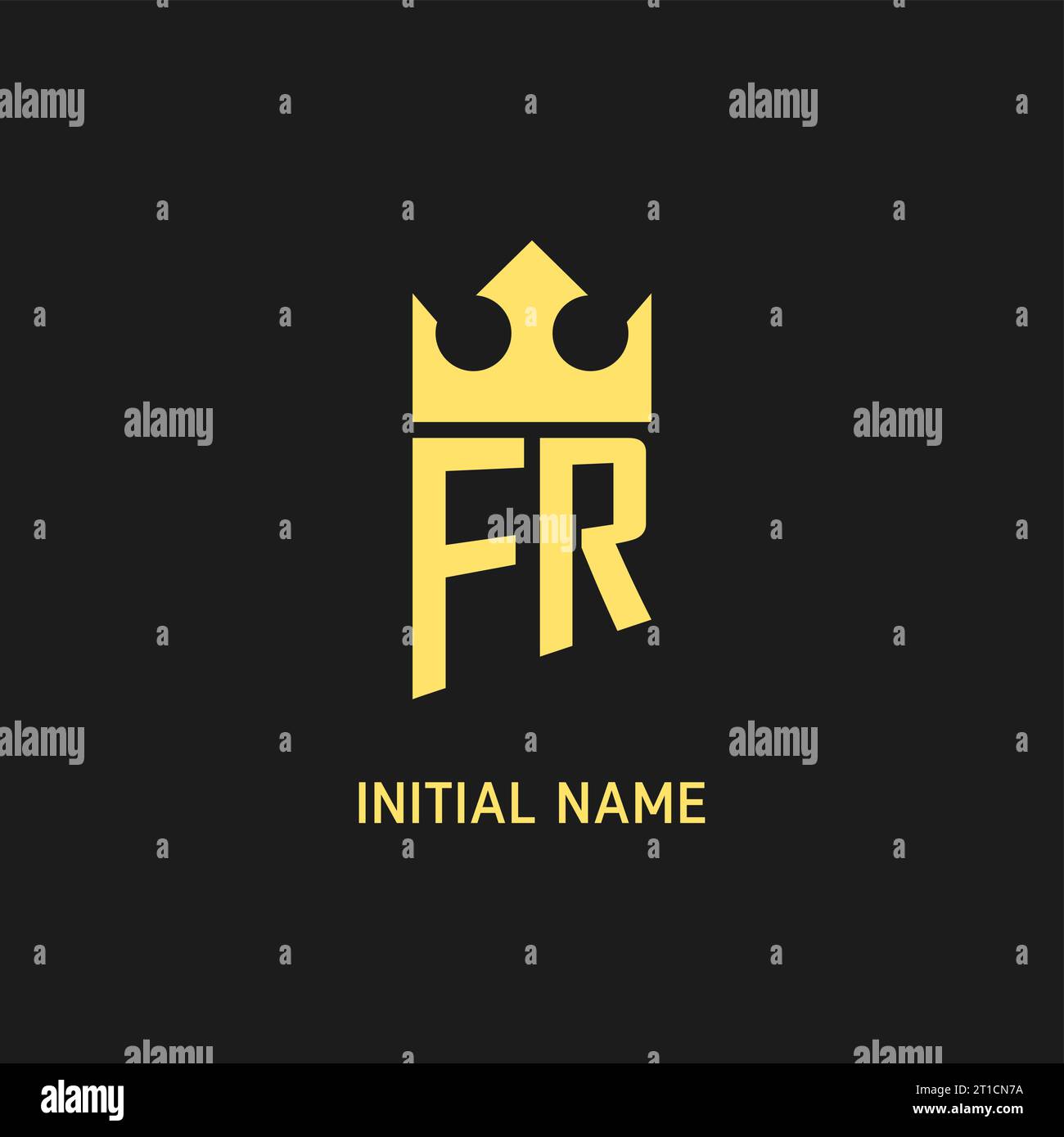 Monogram FR logo shield crown shape, elegant and luxury initial logo style vector graphic Stock Vector