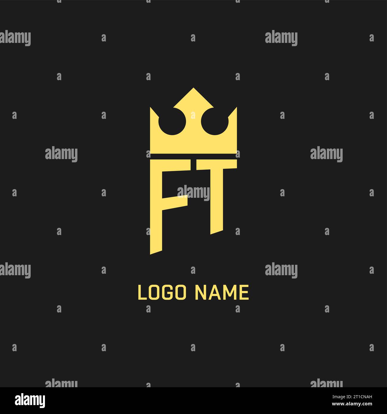 Monogram FT logo shield crown shape, elegant and luxury initial logo style vector graphic Stock Vector