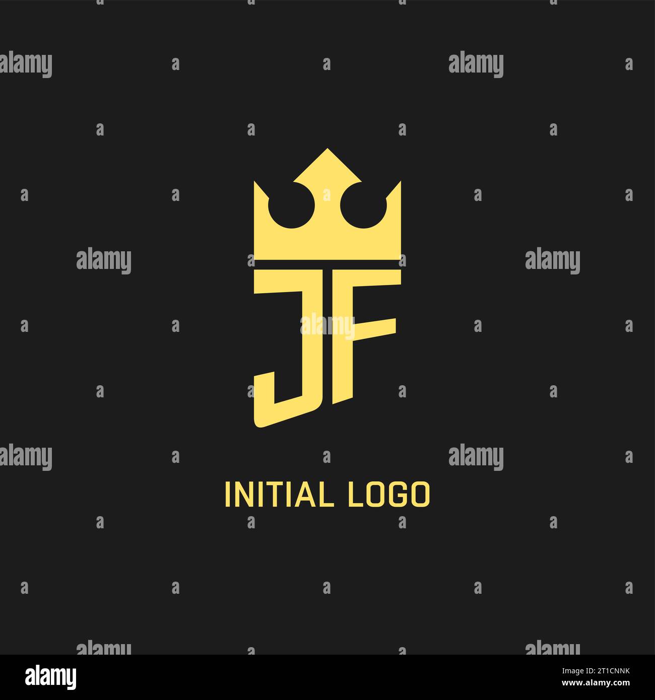 Monogram JF logo shield crown shape, elegant and luxury initial logo style vector graphic Stock Vector