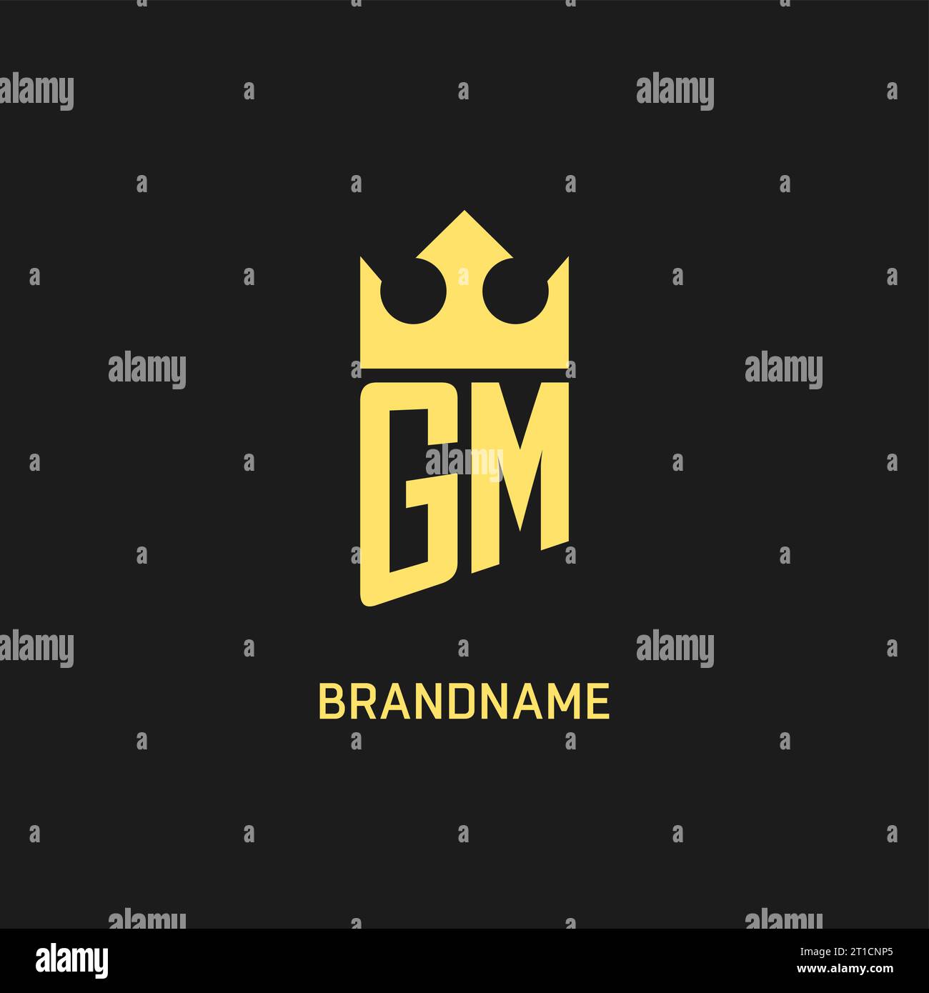Monogram GM logo shield crown shape, elegant and luxury initial logo