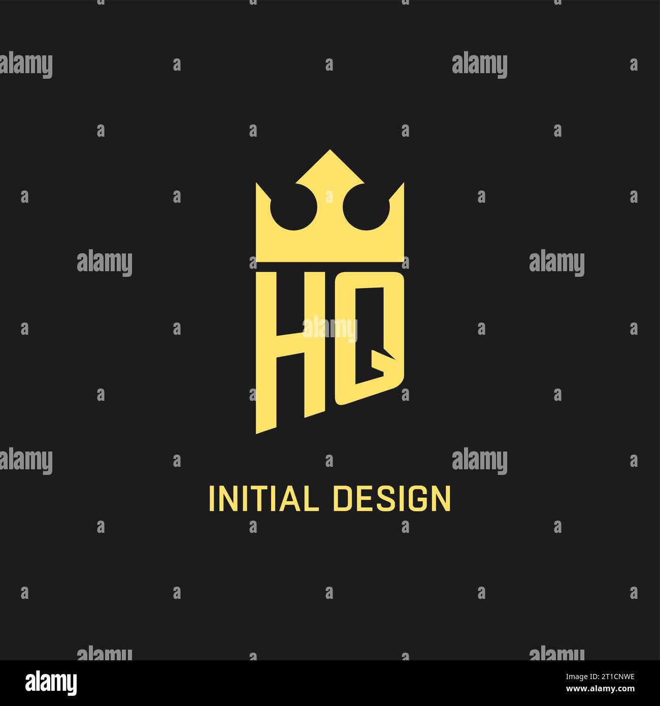 Monogram HQ logo shield crown shape, elegant and luxury initial logo style vector graphic Stock Vector