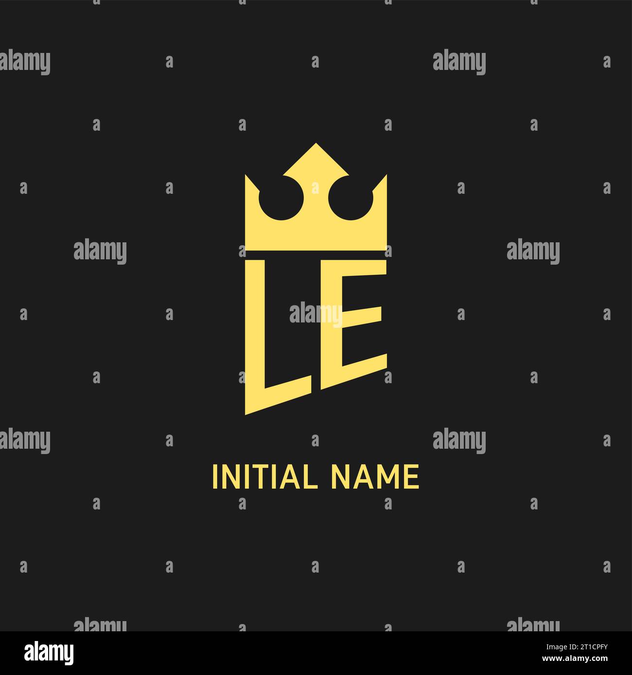 Monogram LE logo shield crown shape, elegant and luxury initial logo style vector graphic Stock Vector