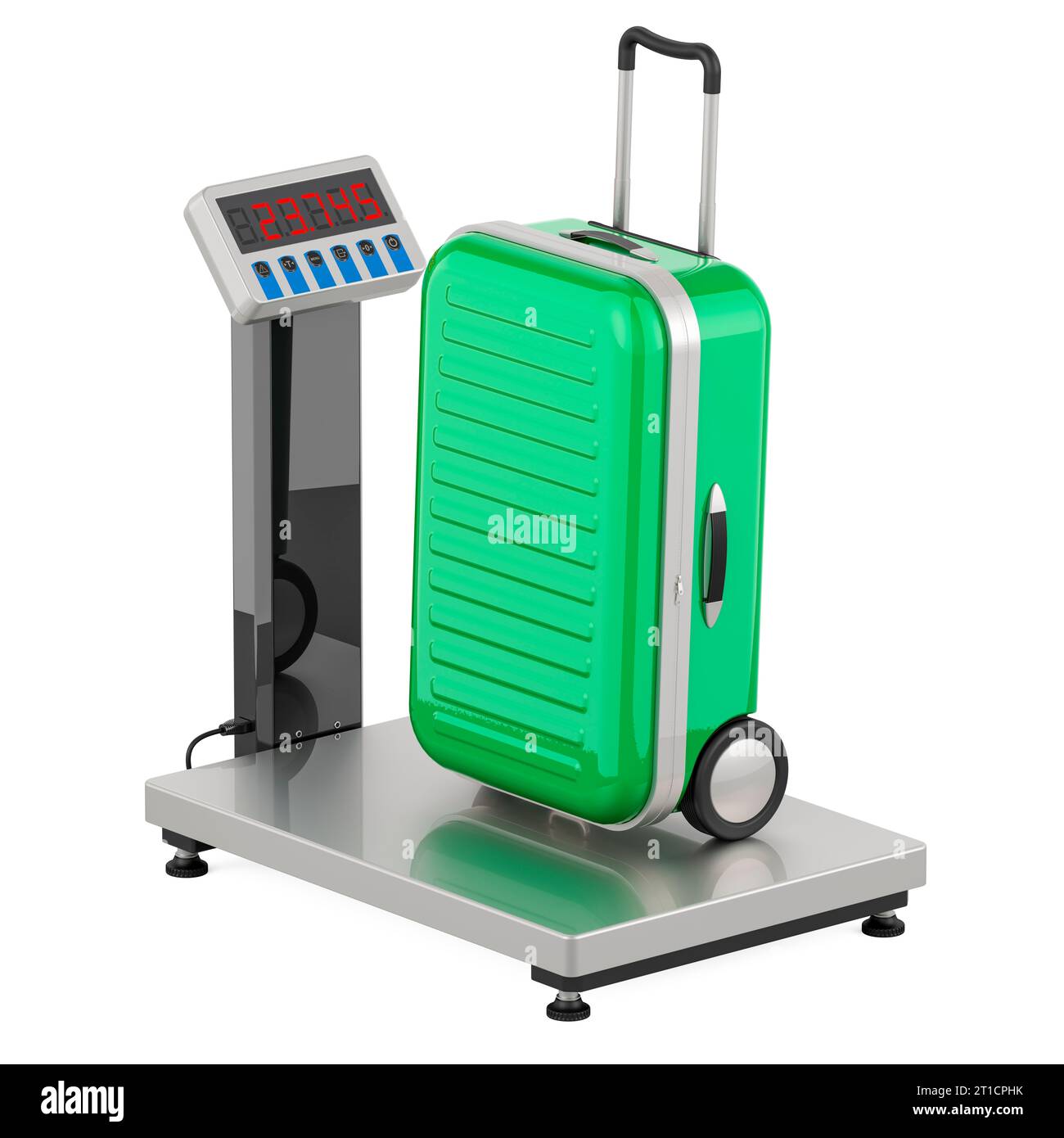 Scale Tag Baggage Check Weighing concept. Floor Standing Digital Scale with ...