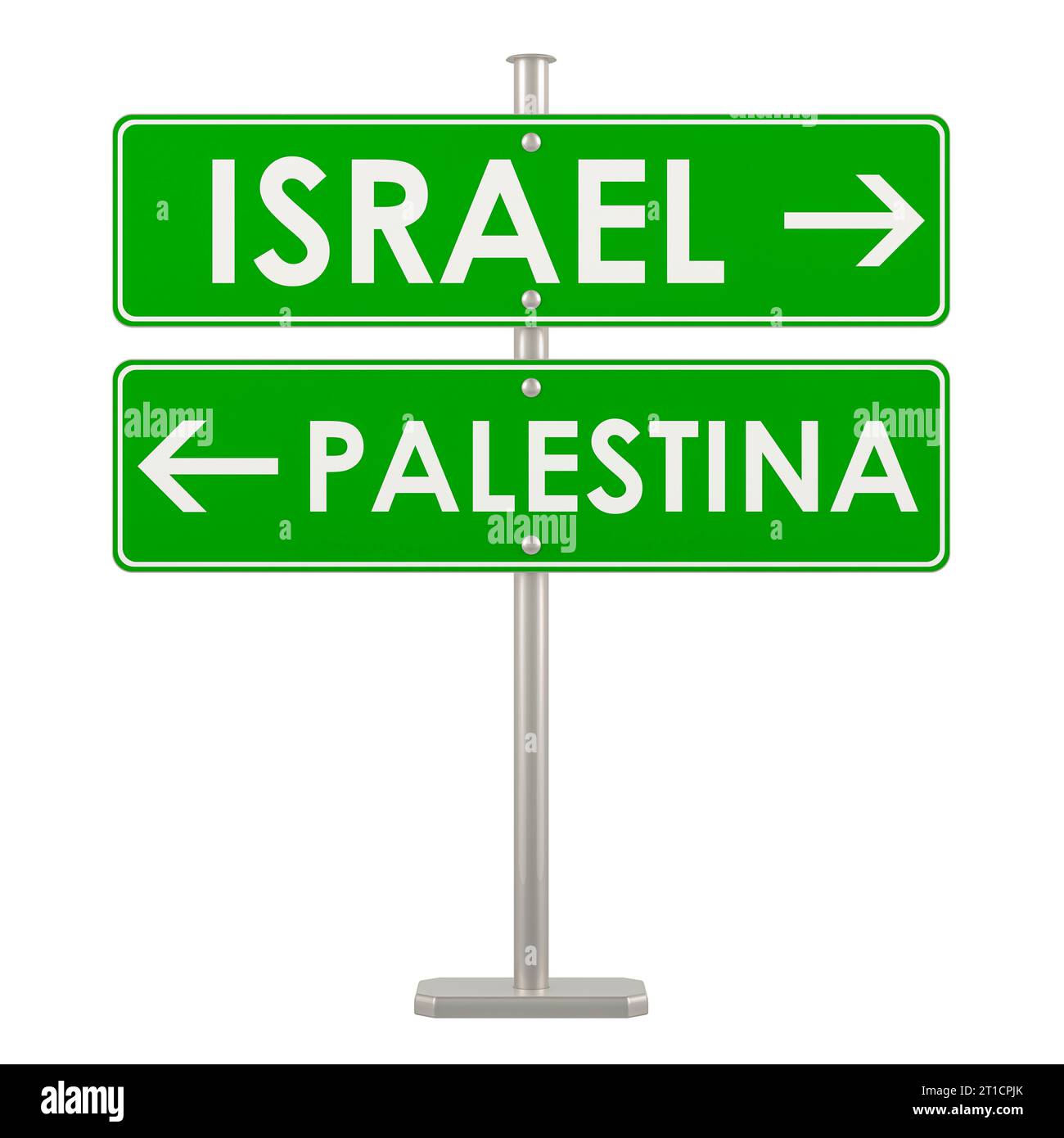 Israel and Palestine conflict concept, 3D rendering isolated on white