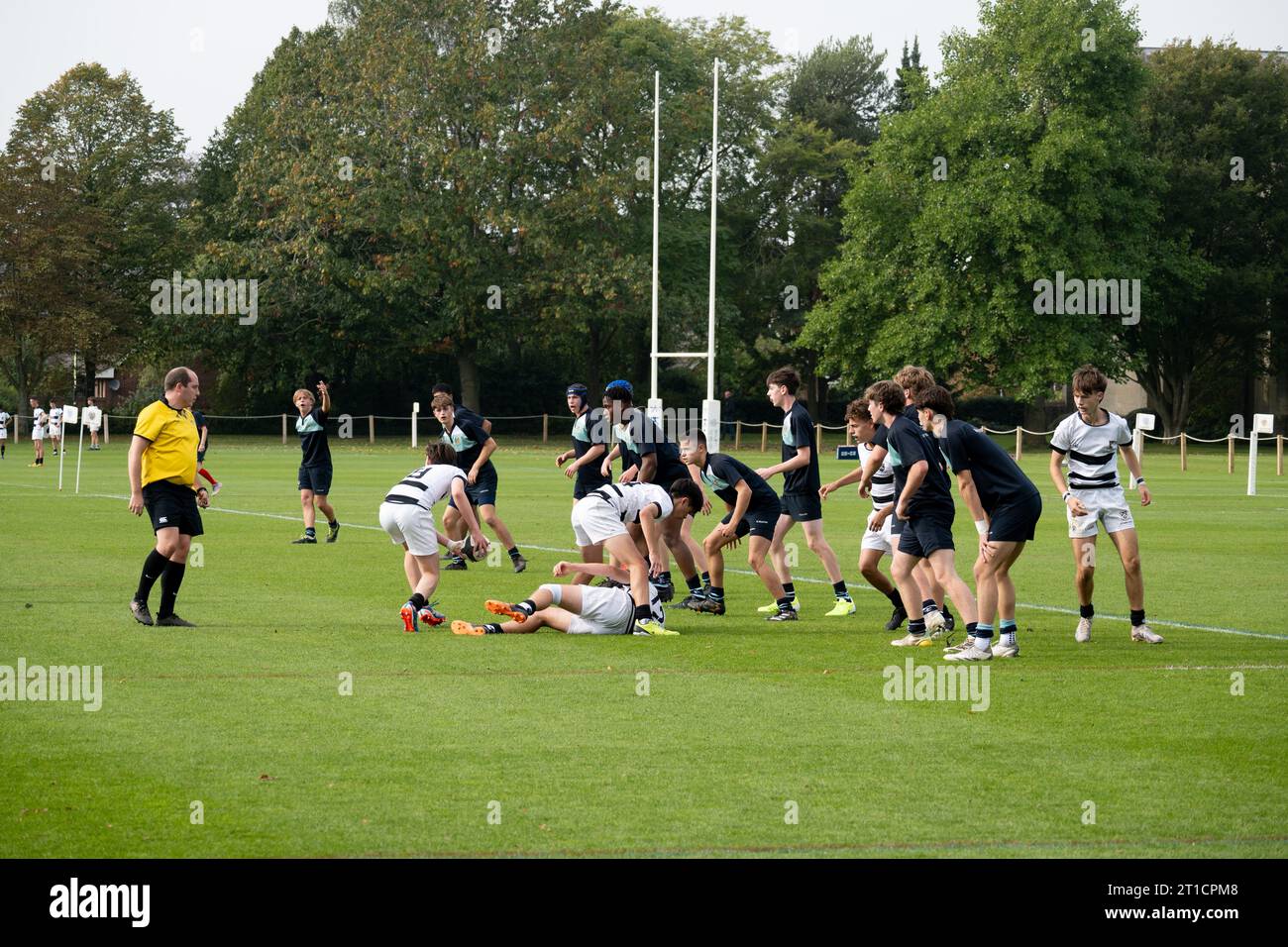 Schools Rugby Football match at Rugby School, Warwickshire, England, UK Stock Photo