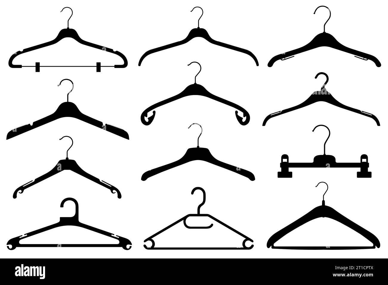 Illustration of different coat hangers isolated on white Stock Photo
