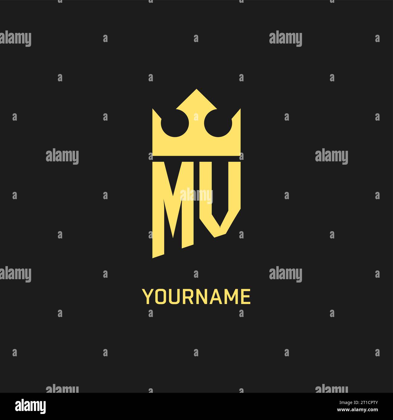 Monogram MV logo shield crown shape, elegant and luxury initial logo style vector graphic Stock Vector
