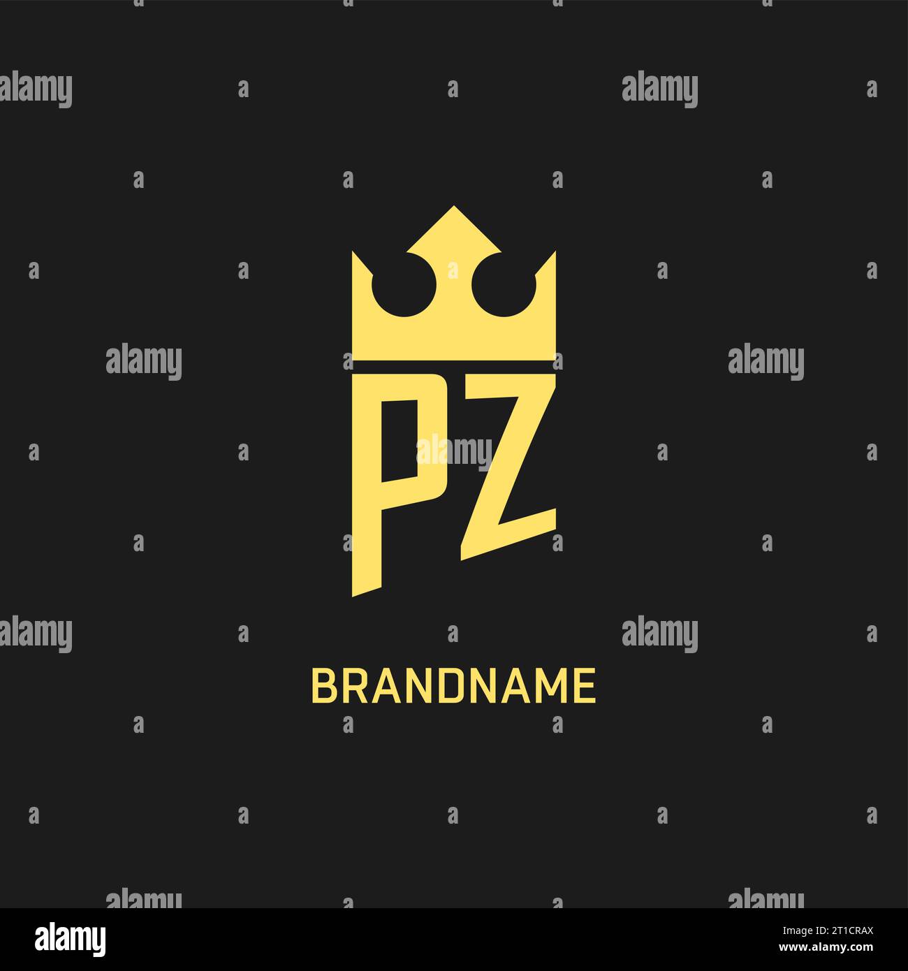 Monogram PZ logo shield crown shape, elegant and luxury initial logo ...