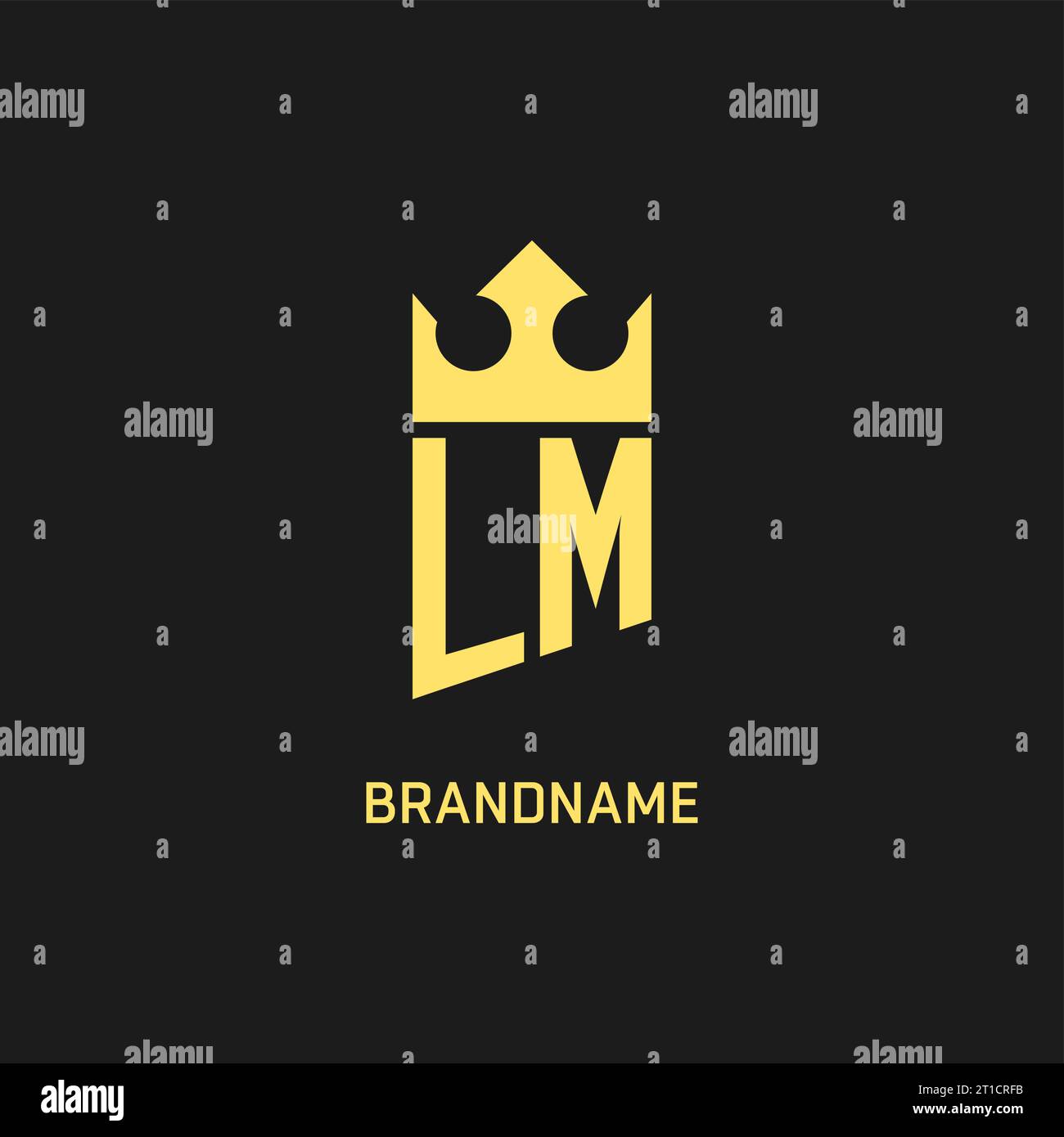 Monogram LM logo shield crown shape, elegant and luxury initial logo style vector graphic Stock Vector