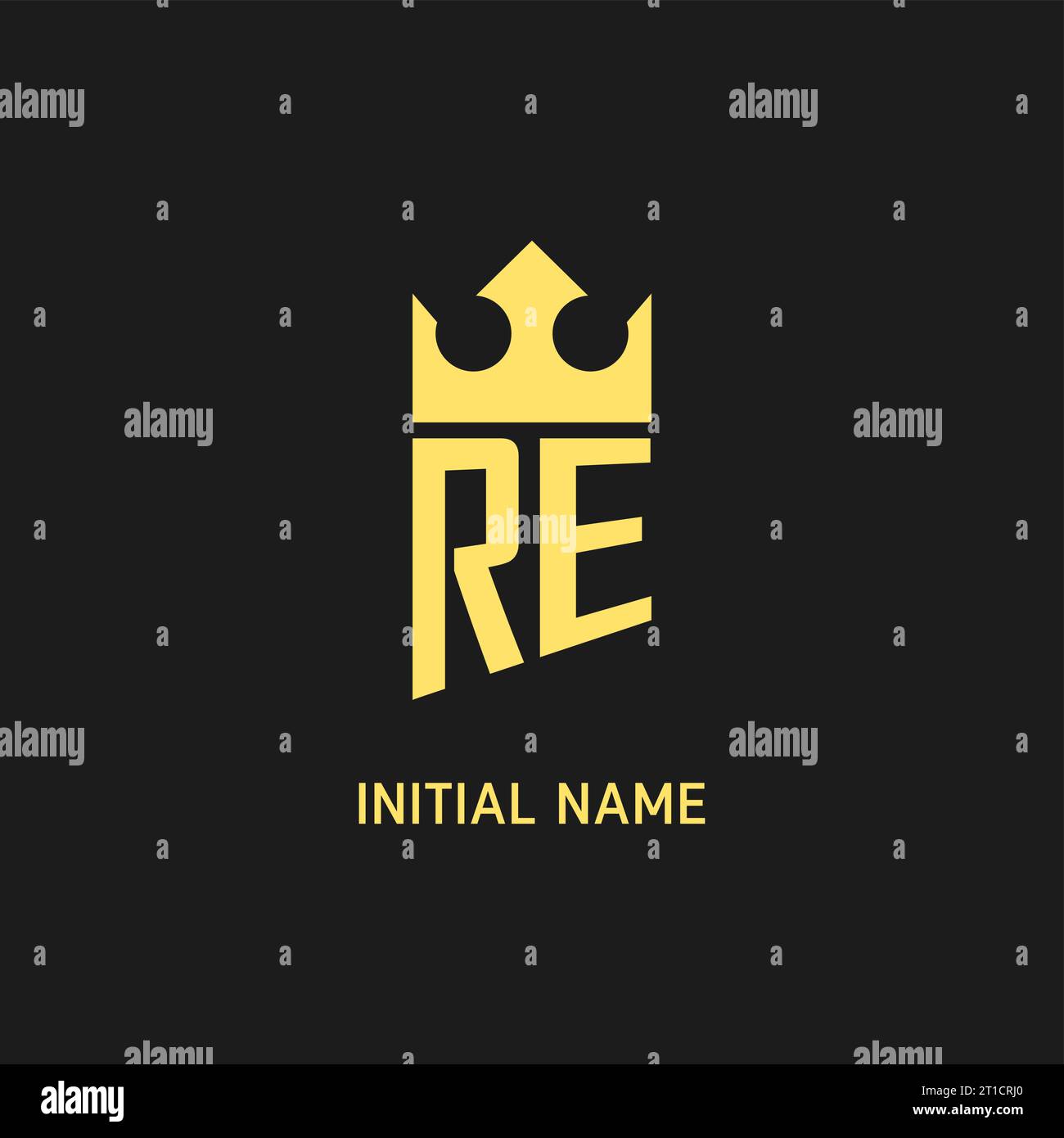 Monogram RE logo shield crown shape, elegant and luxury initial logo style vector graphic Stock Vector