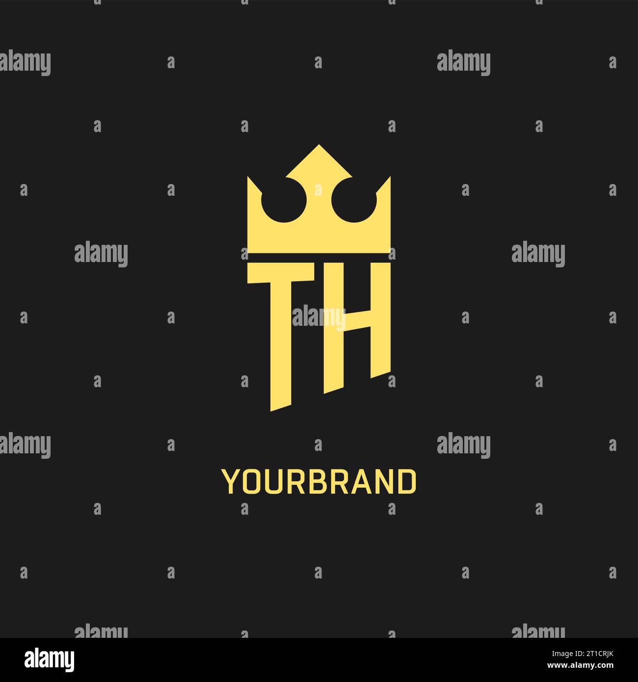 Monogram TH logo shield crown shape, elegant and luxury initial logo style vector graphic Stock Vector