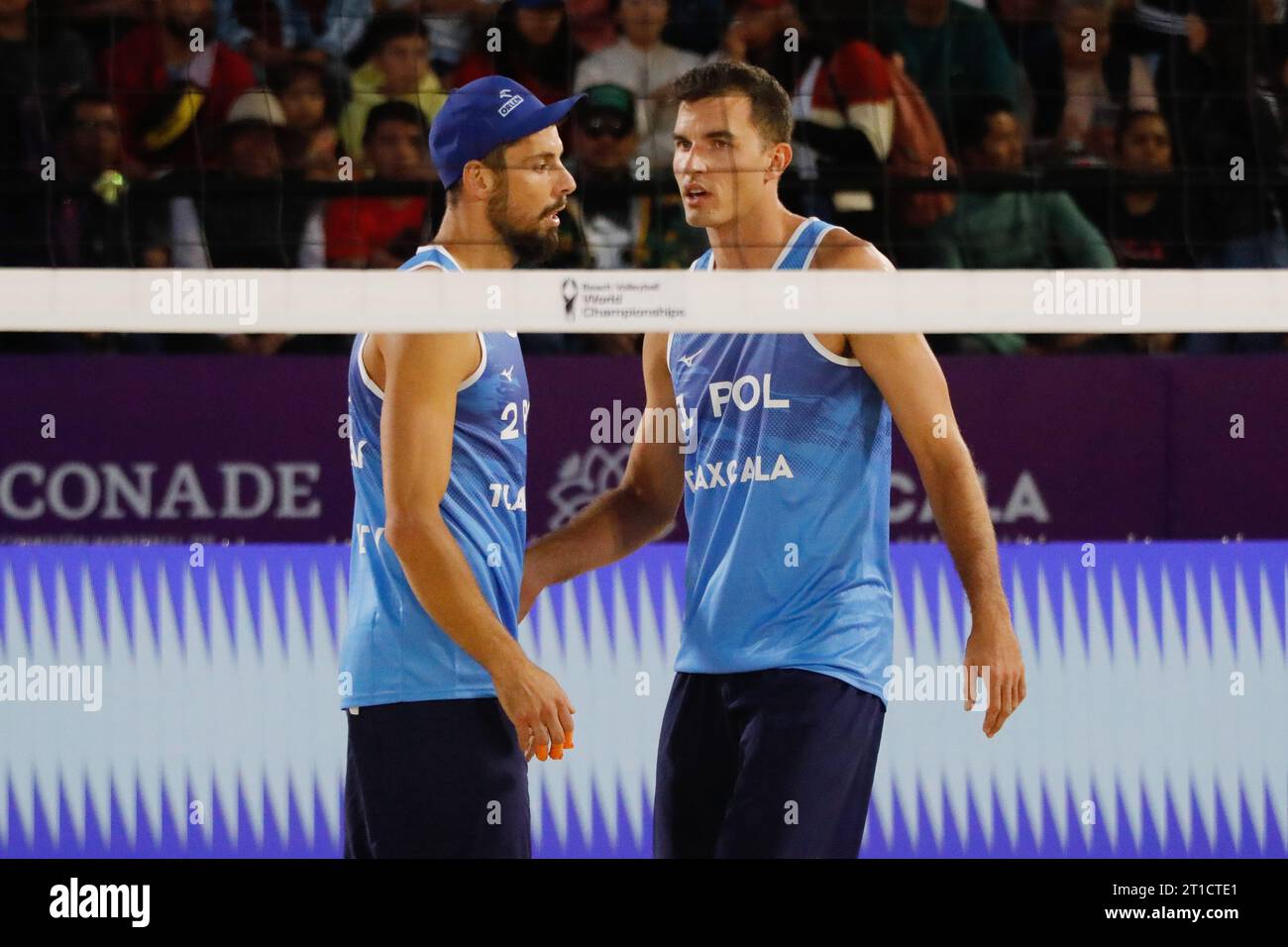 Tlaxcala, Mexico. 12th Oct, 2023. Bartosz Losiak (L) and Michal Bryl of Poland compite against team Germany during the Beach Volleyball World Cup Women's Quarterfinals between USA and Latvia. on October 12, 2023 in Tlaxcala, Mexico. (Credit Image: © Essene Hernandez/eyepix via ZUMA Press Wire) EDITORIAL USAGE ONLY! Not for Commercial USAGE! Stock Photo