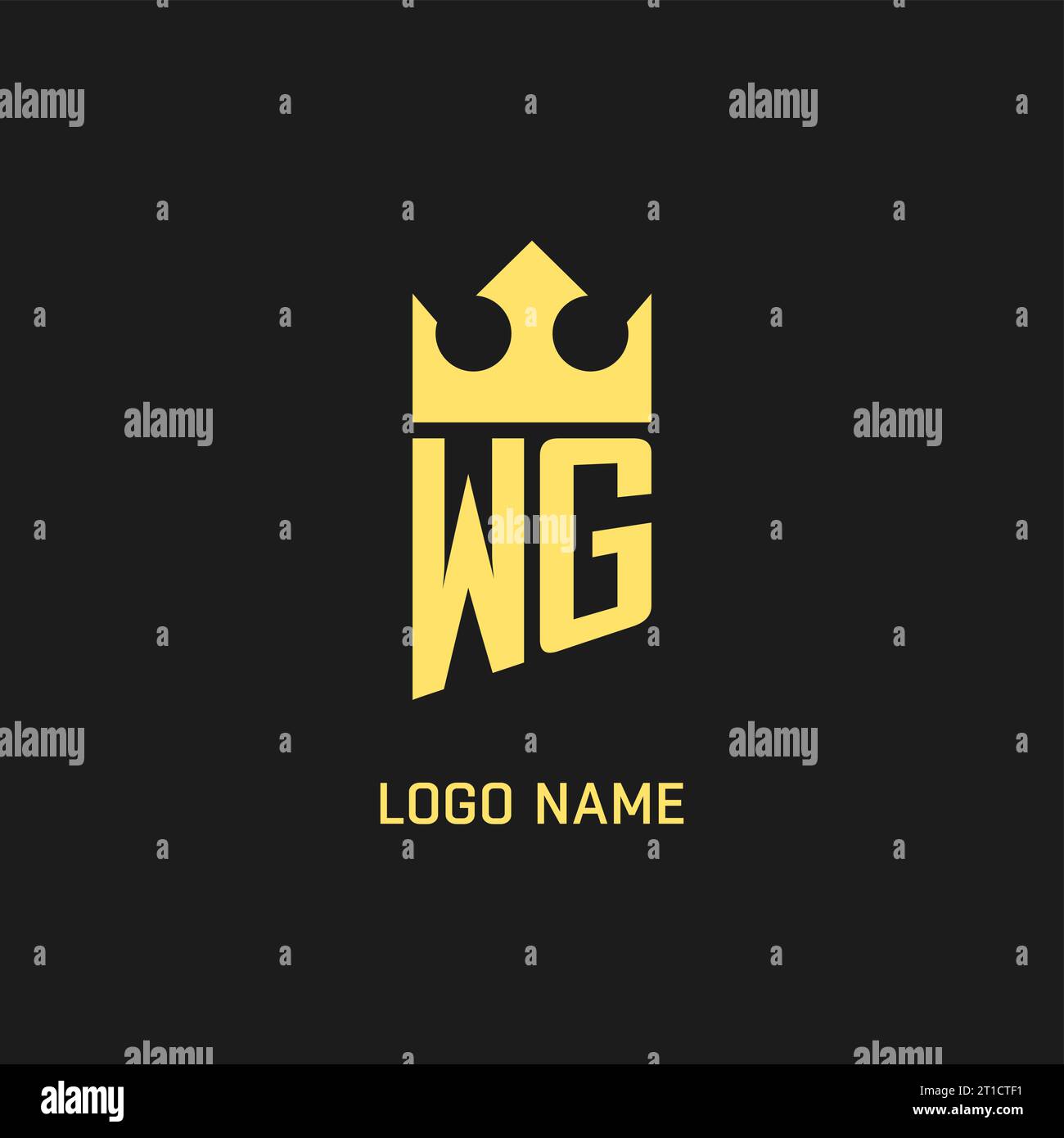 Monogram WG logo shield crown shape, elegant and luxury initial logo style vector graphic Stock Vector