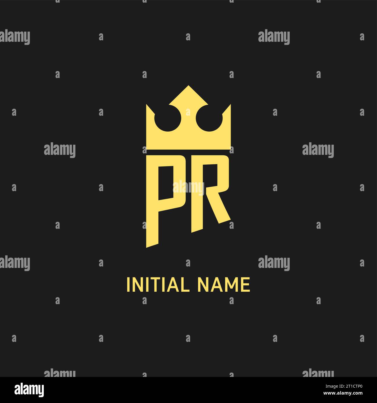 Monogram PR logo shield crown shape, elegant and luxury initial logo style vector graphic Stock Vector