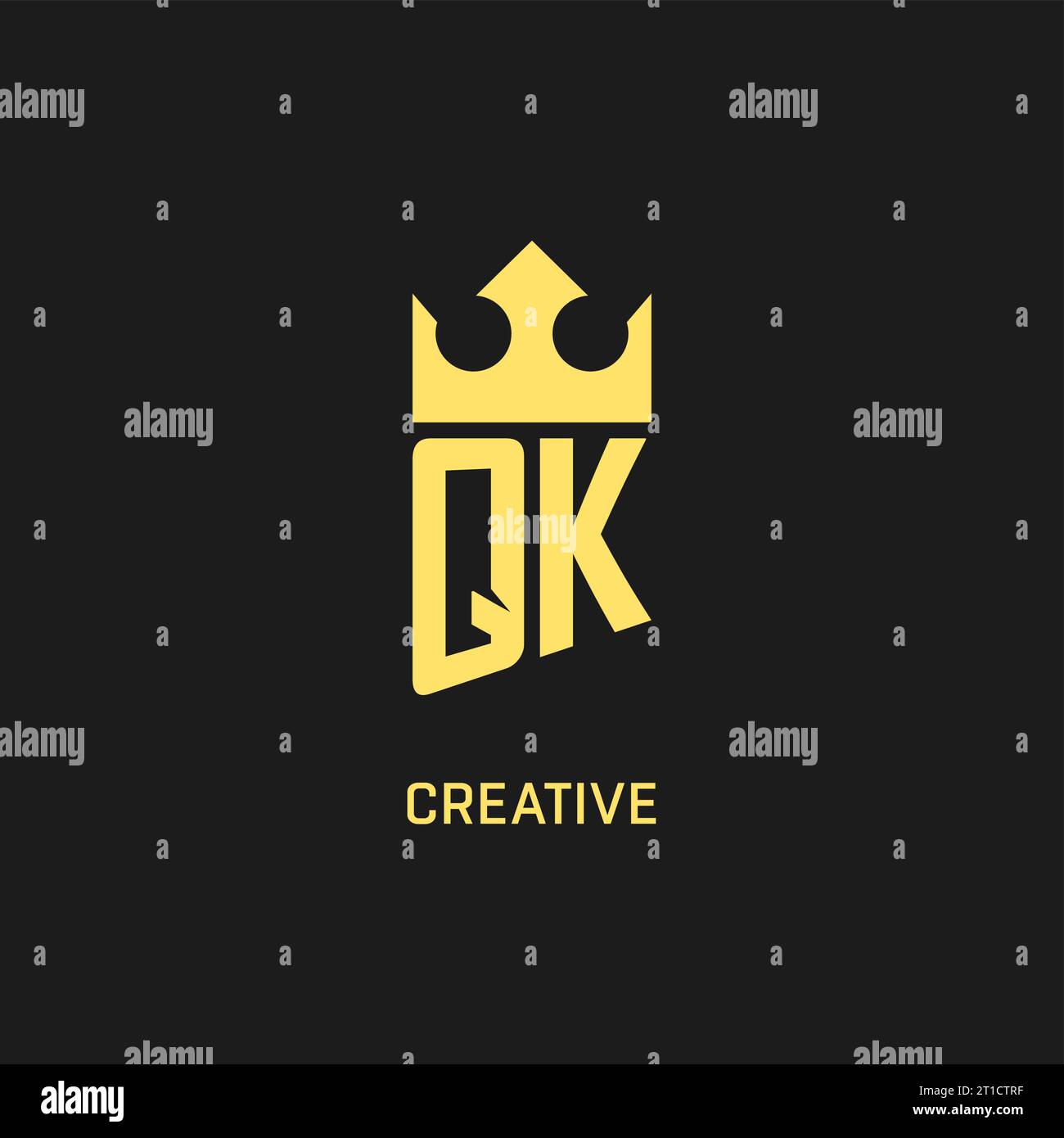 Monogram QK logo shield crown shape, elegant and luxury initial logo style vector graphic Stock Vector