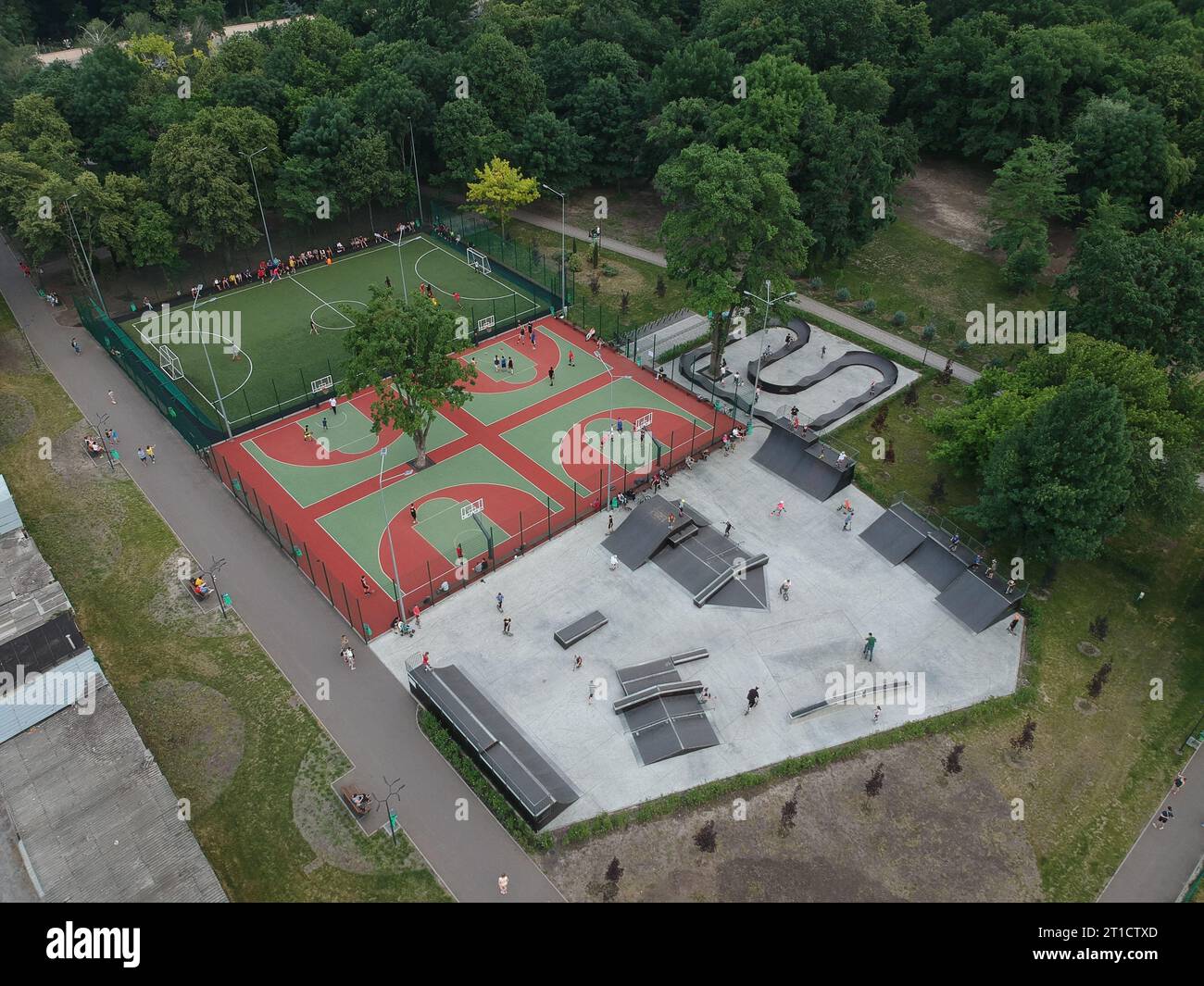 Aerial view of a sports ground. drone photo Stock Photo - Alamy