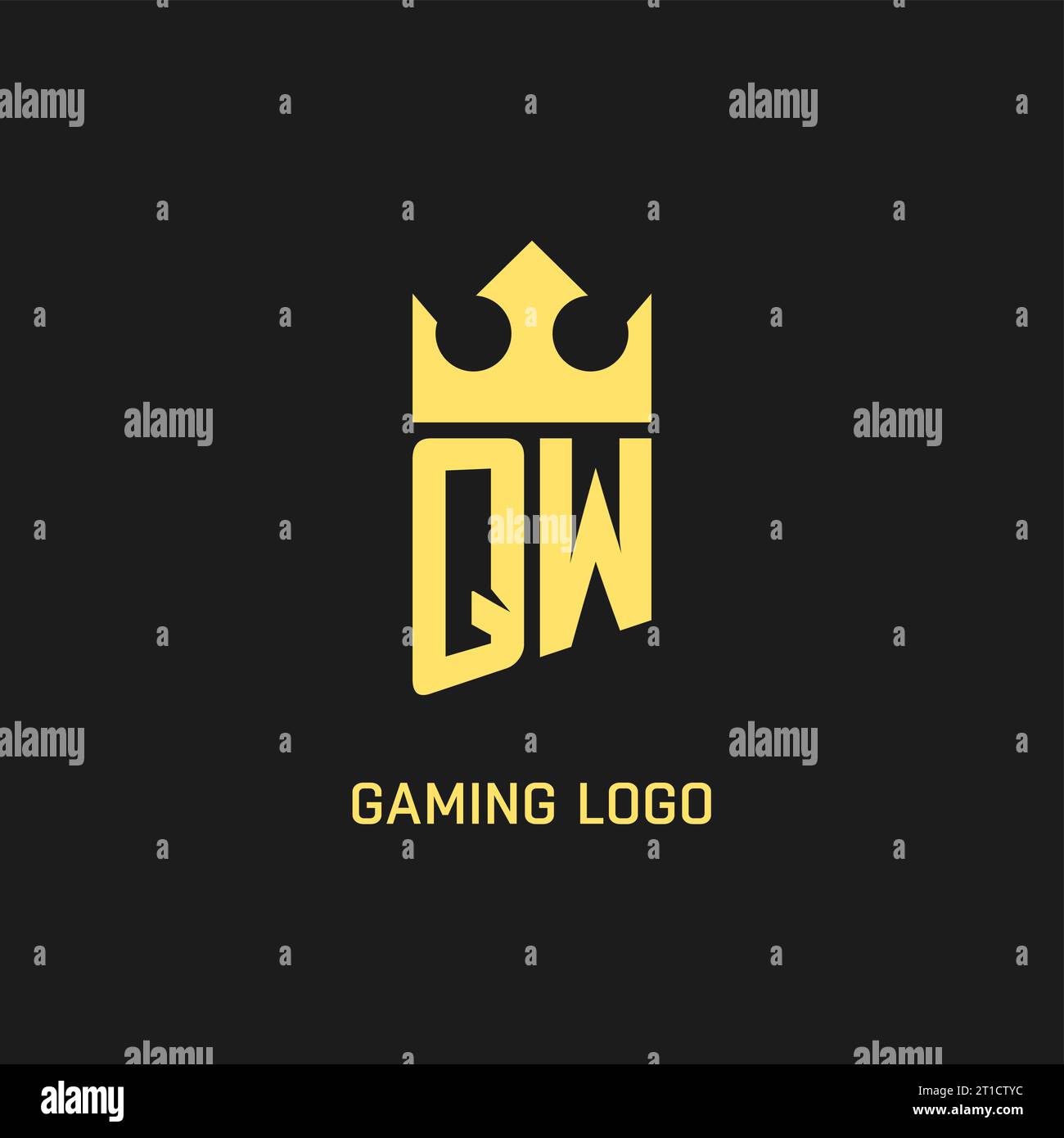 Monogram QW logo shield crown shape, elegant and luxury initial logo style vector graphic Stock Vector