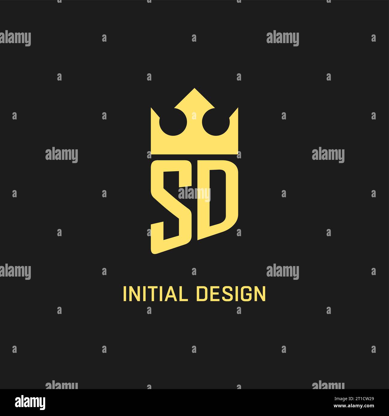 Monogram SD logo shield crown shape, elegant and luxury initial logo style vector graphic Stock Vector
