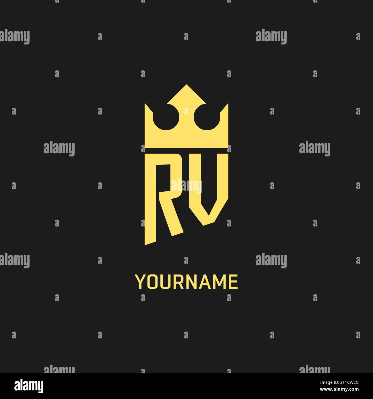 Monogram RV logo shield crown shape, elegant and luxury initial logo style vector graphic Stock Vector