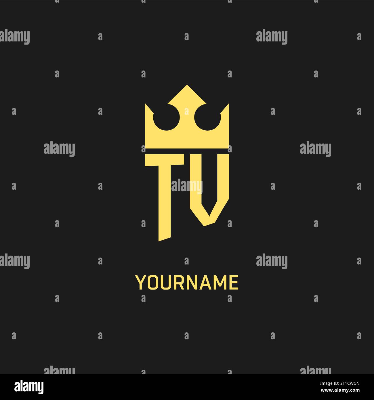Monogram TV logo shield crown shape, elegant and luxury initial logo style vector graphic Stock Vector
