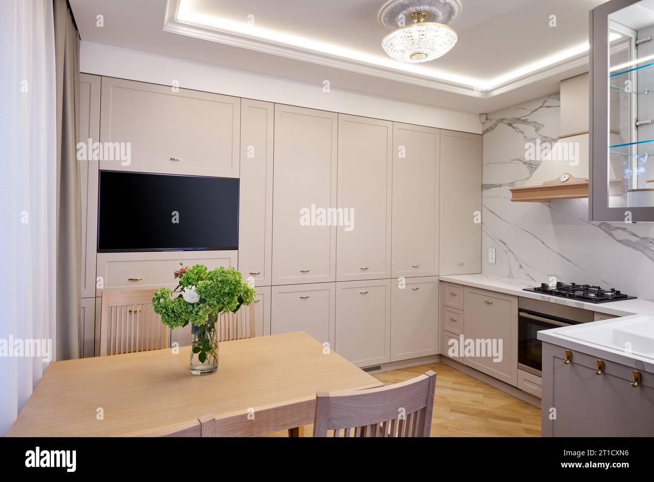 Modern white kitchen clean interior design. Real photo Stock Photo - Alamy