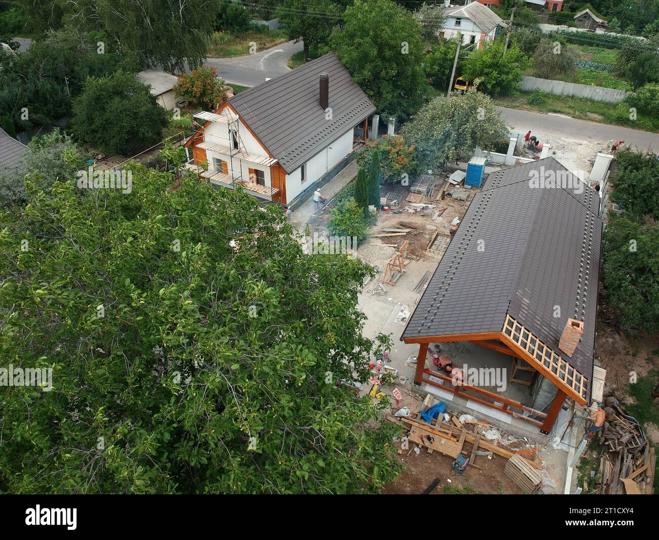 New private housing development construction in rural countryside ...