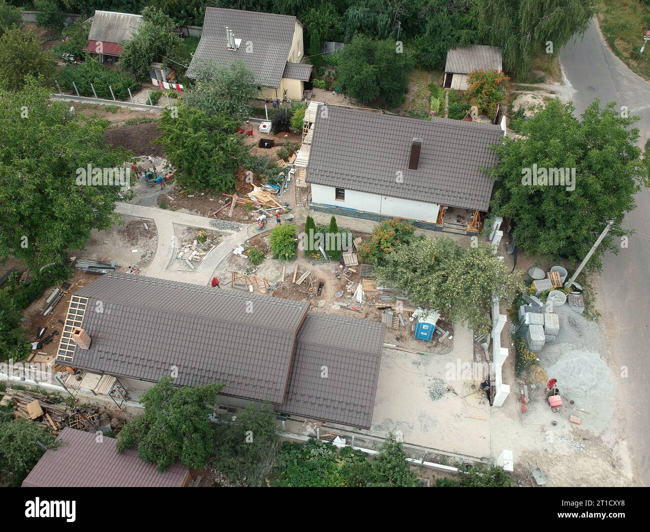 New private housing development construction in rural countryside ...