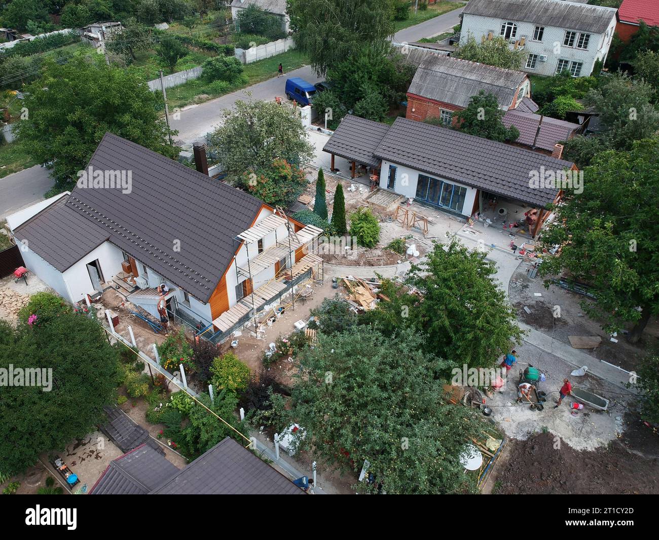 Aerial view unfinished frame private hi-res stock photography and ...