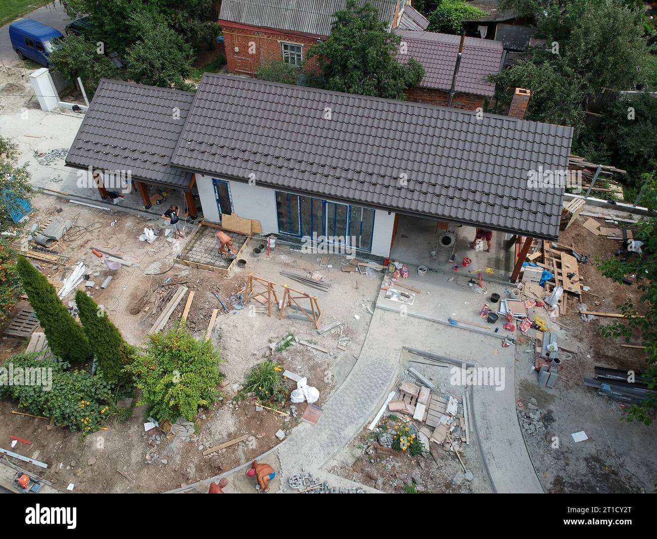 New private housing development construction in rural countryside ...