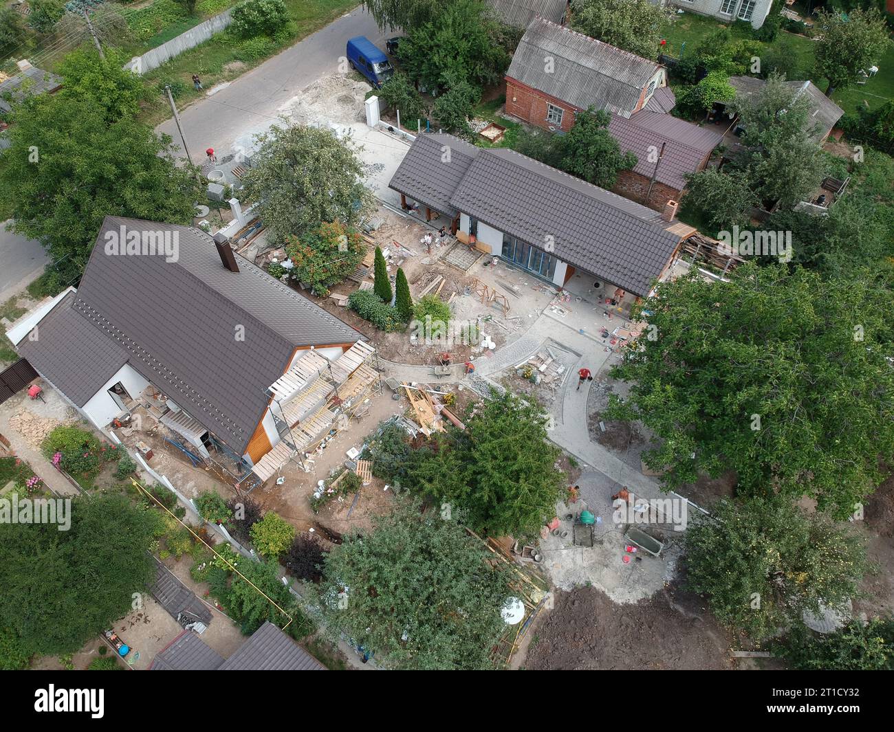 Aerial view unfinished frame private hi-res stock photography and ...
