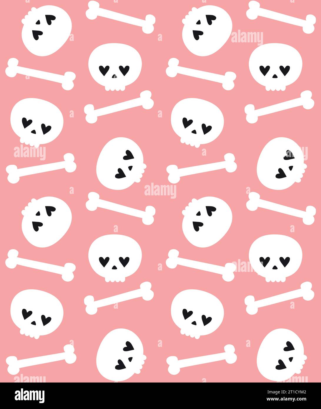 Squeaky Bone Pattern Vector seamless pattern of groovy skull and bones isolated on pink ...