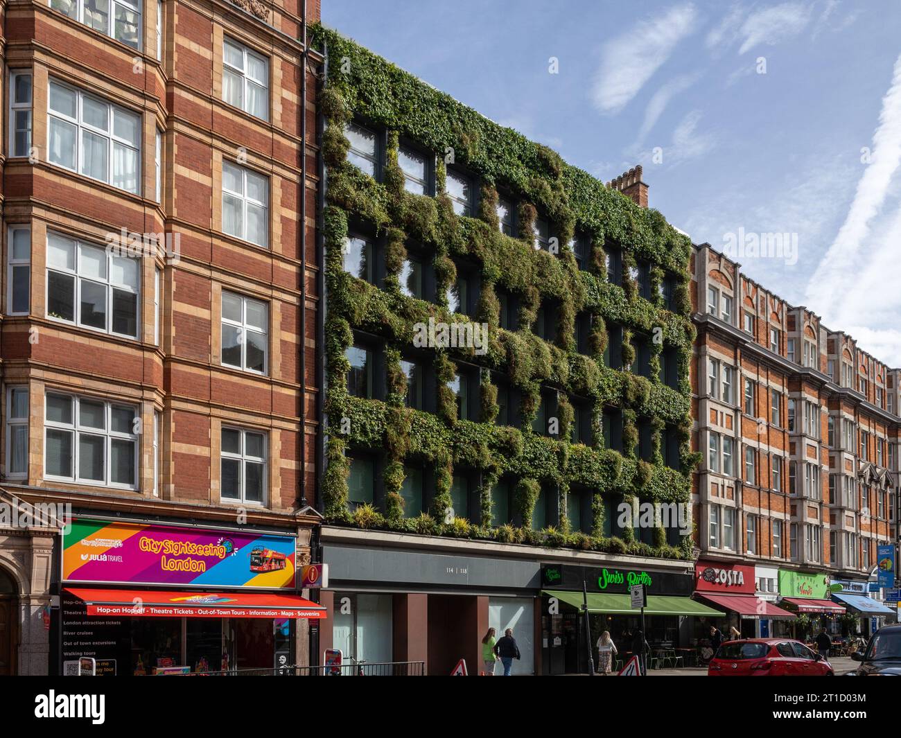 A living wall on the front of Synergy House, Southampton Row, London WC1 Stock Photo