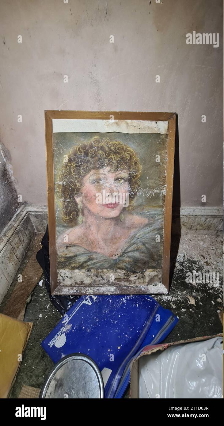 A painting seems to be slipping from the frame SOUTH YORKSHIRE, ENGLAND