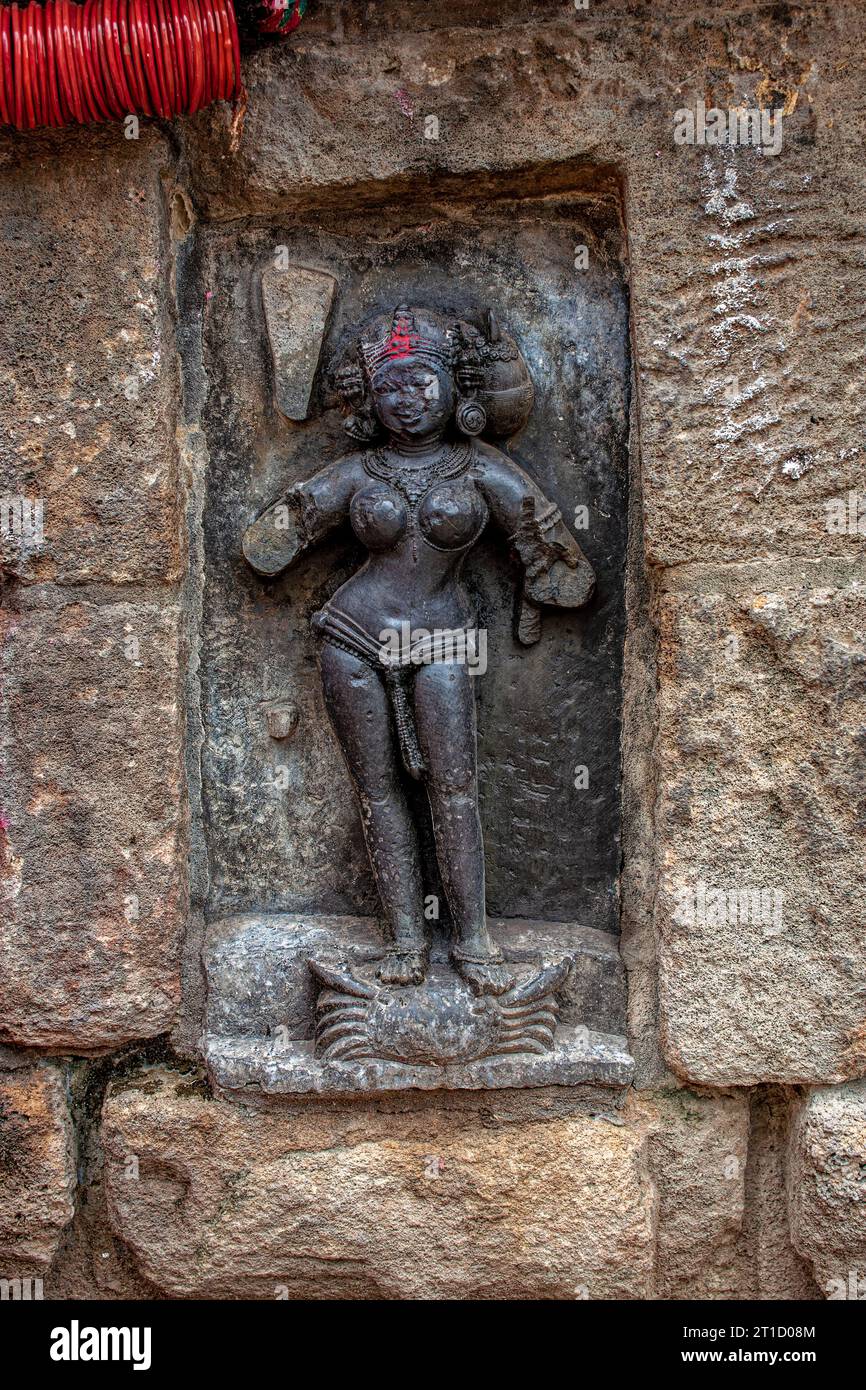 07 21 2007 One of the Sixty Four yoginis in the 9th century Yogini Temple, worshipped for their assistance to goddess Durga, Hirapur near Bhubaneshwar Stock Photo