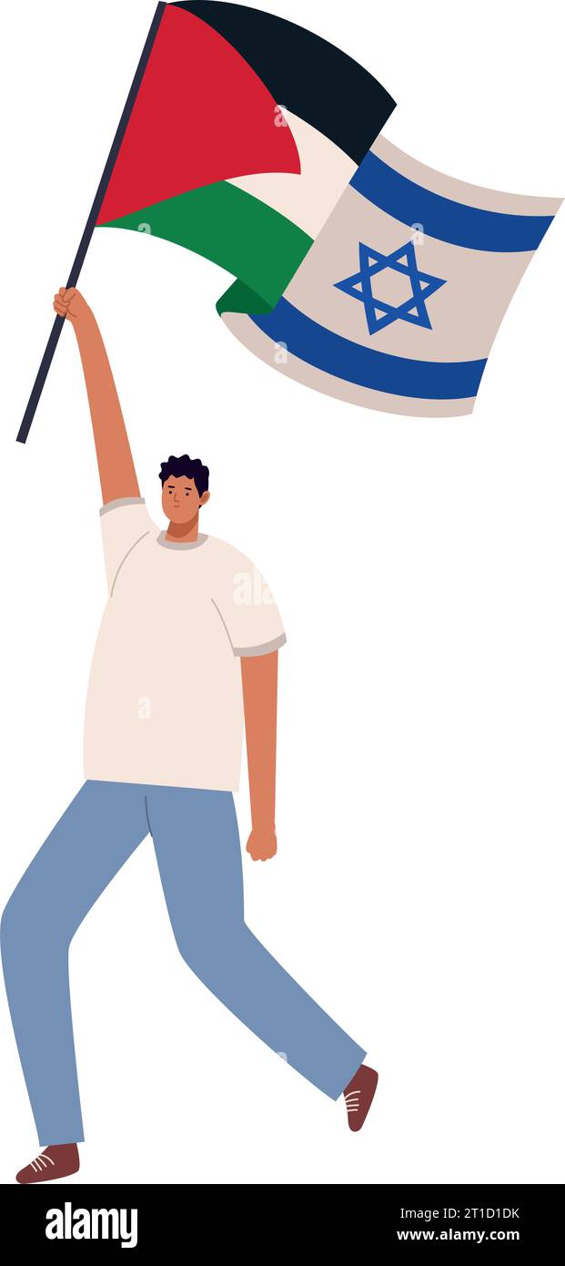 palestine and israel war, man fighting for peace Stock Vector Image