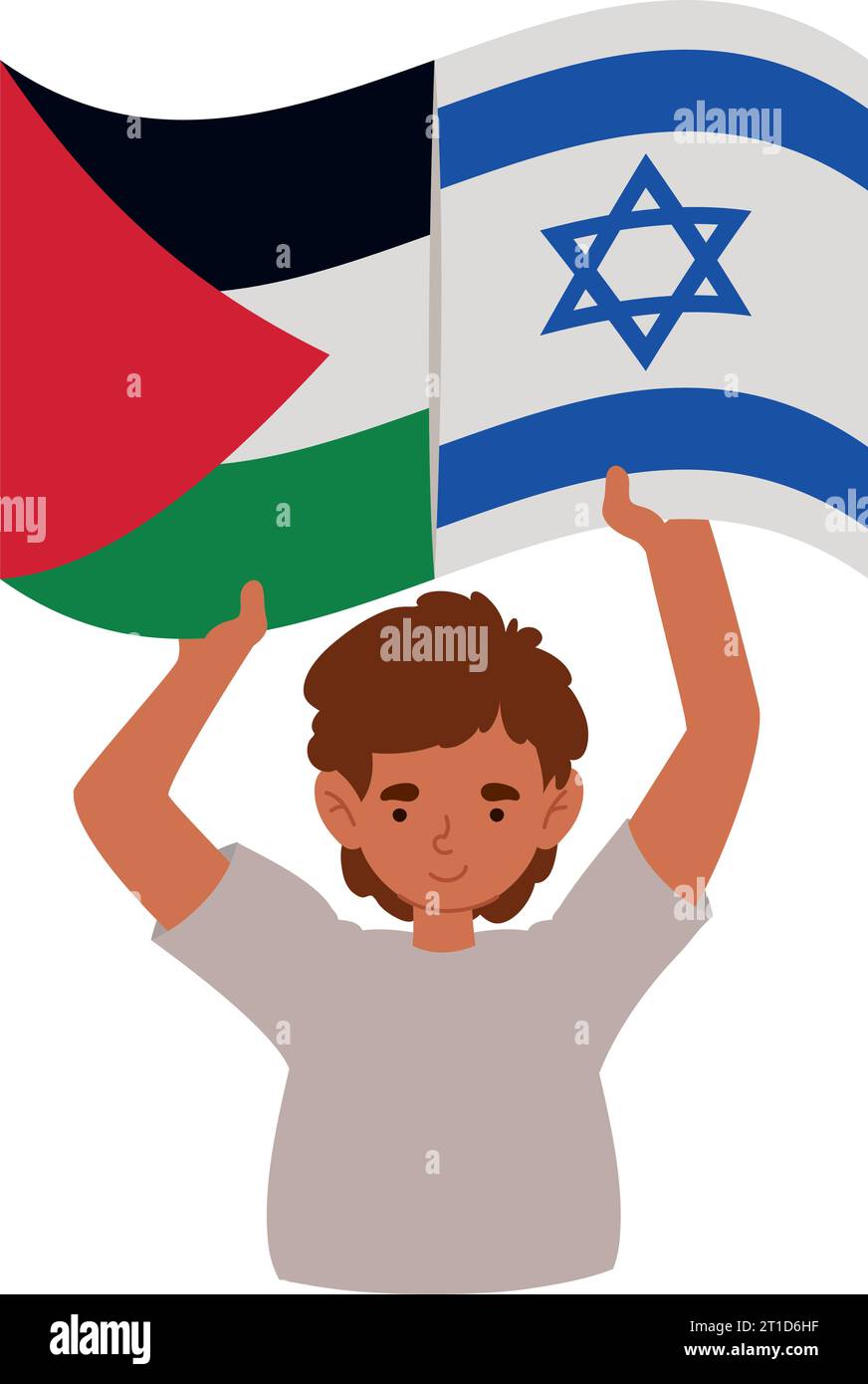 israel and palestine flags lifted of man Stock Vector Image & Art - Alamy