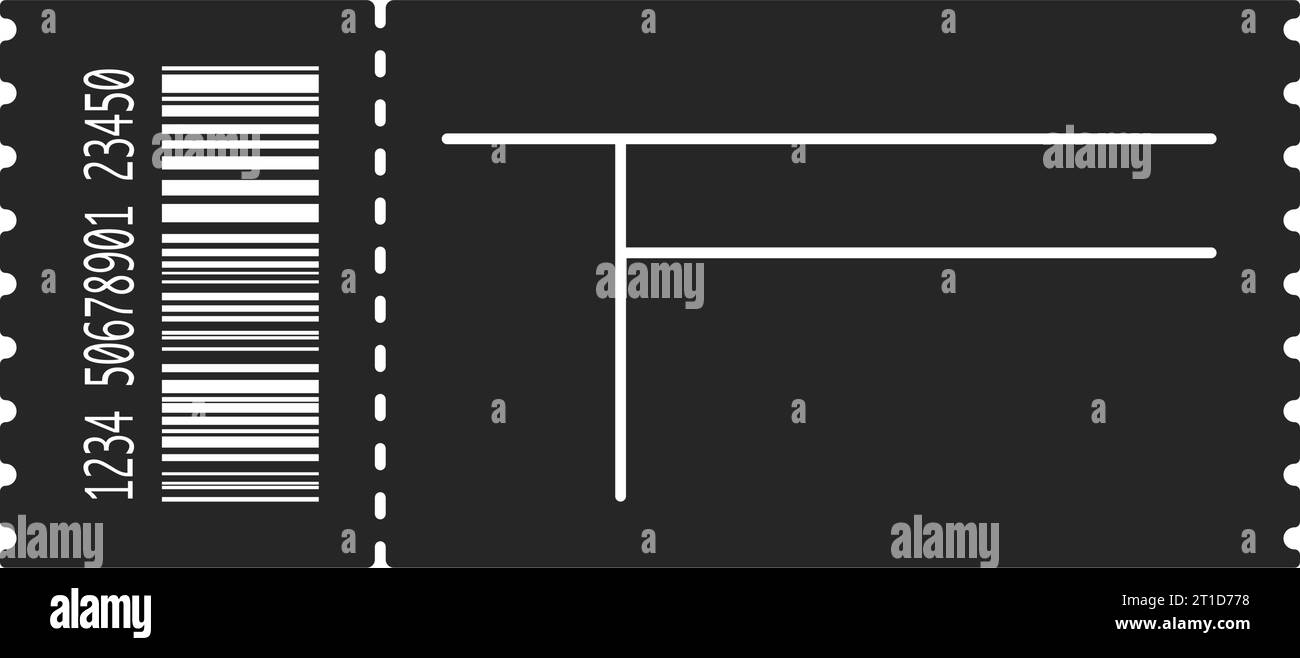 Concert ticket template with blank text space as a black fill vector