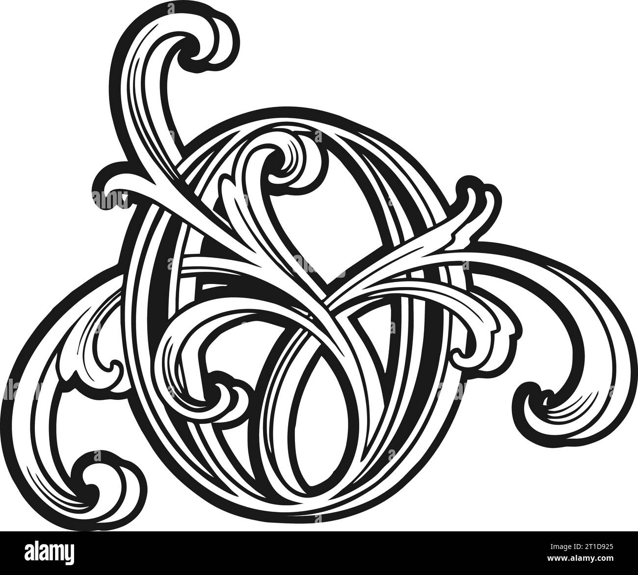 Classic flourish luxury number 0 monogram logo outline vector illustrations for your work logo, merchandise t-shirt, stickers and label designs, poste Stock Vector