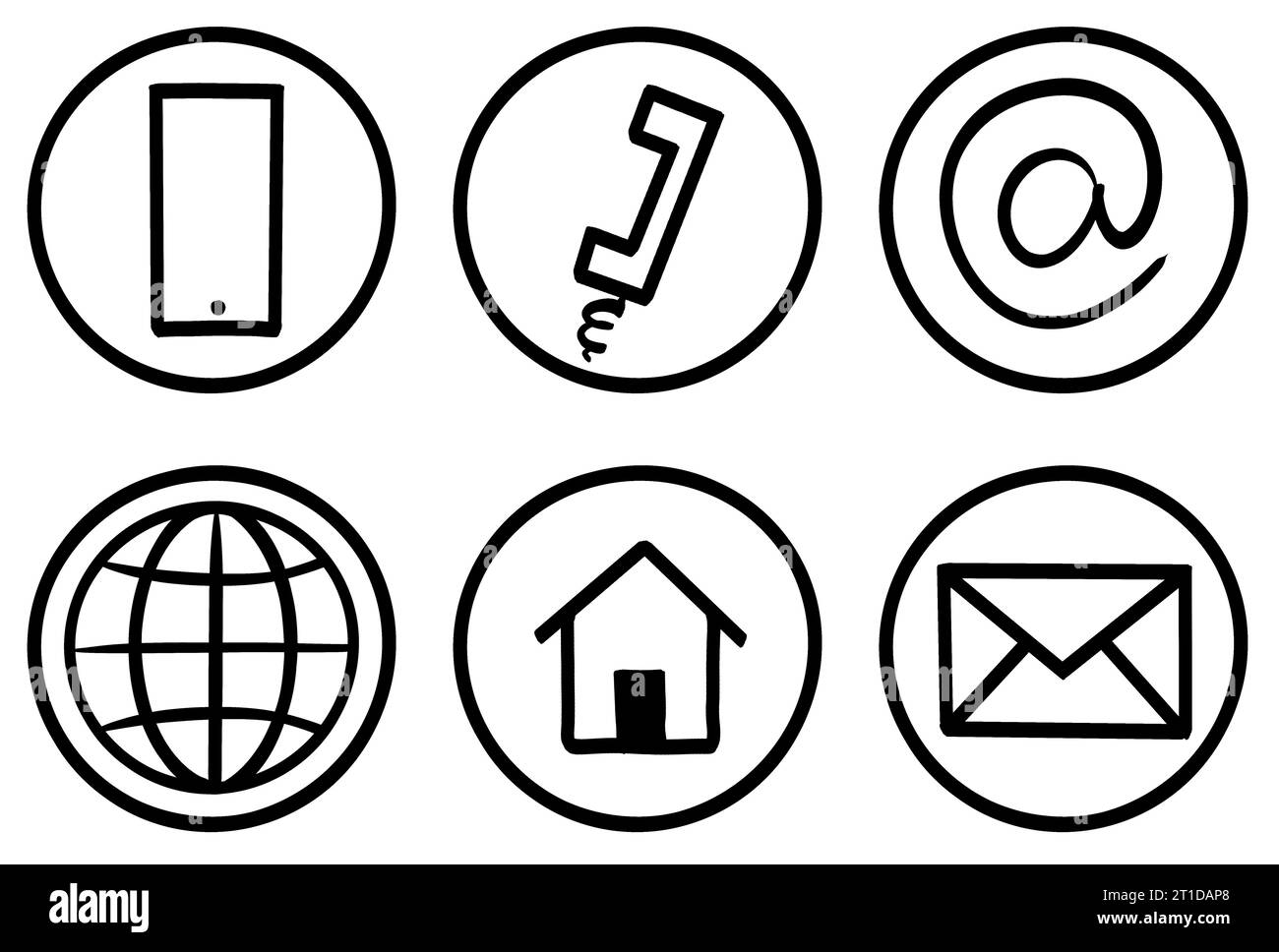 Icon set Business Contact us doodle hand drawn Stock Photo