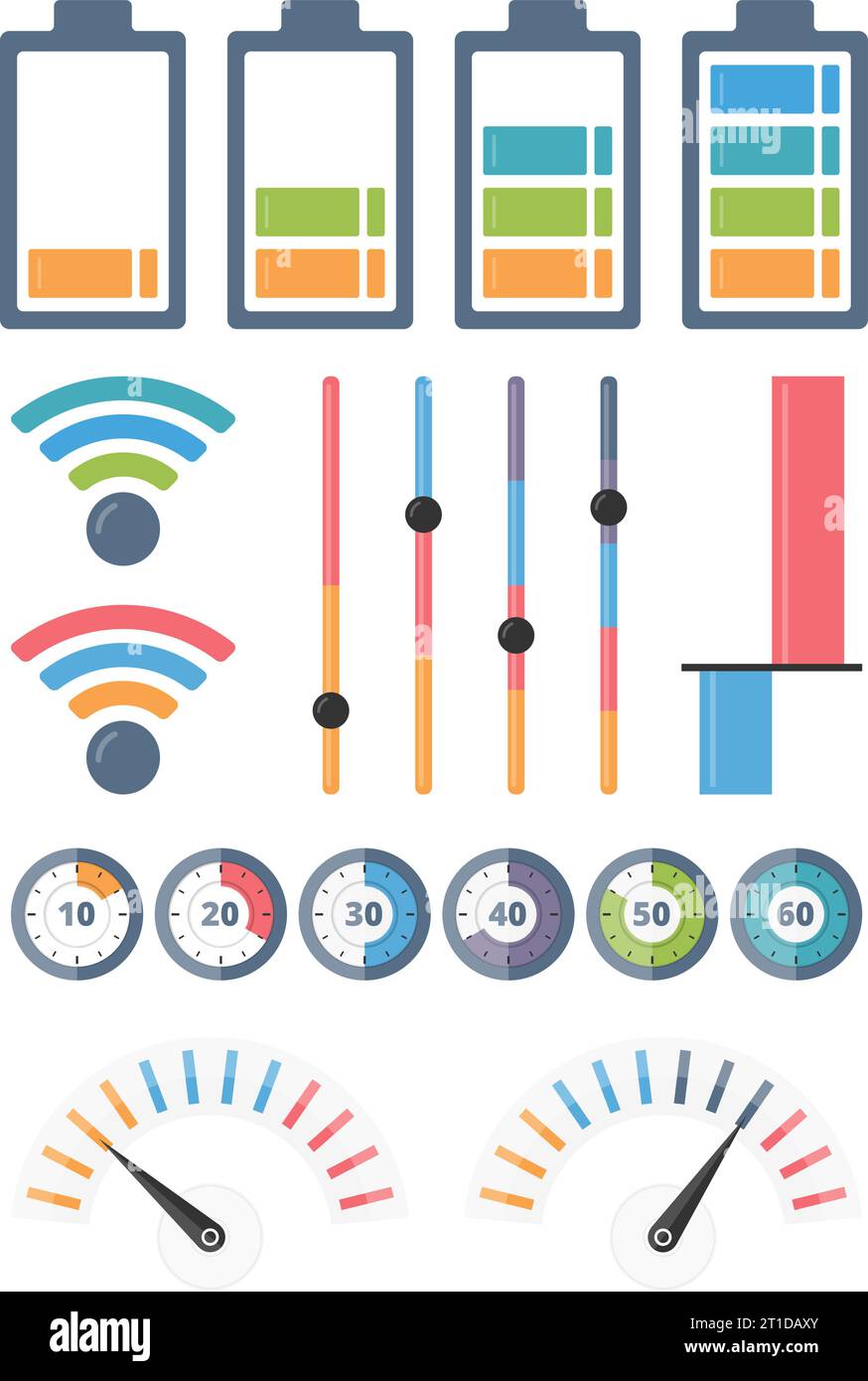 Set of different indicators, vector eps10 illustration Stock Vector