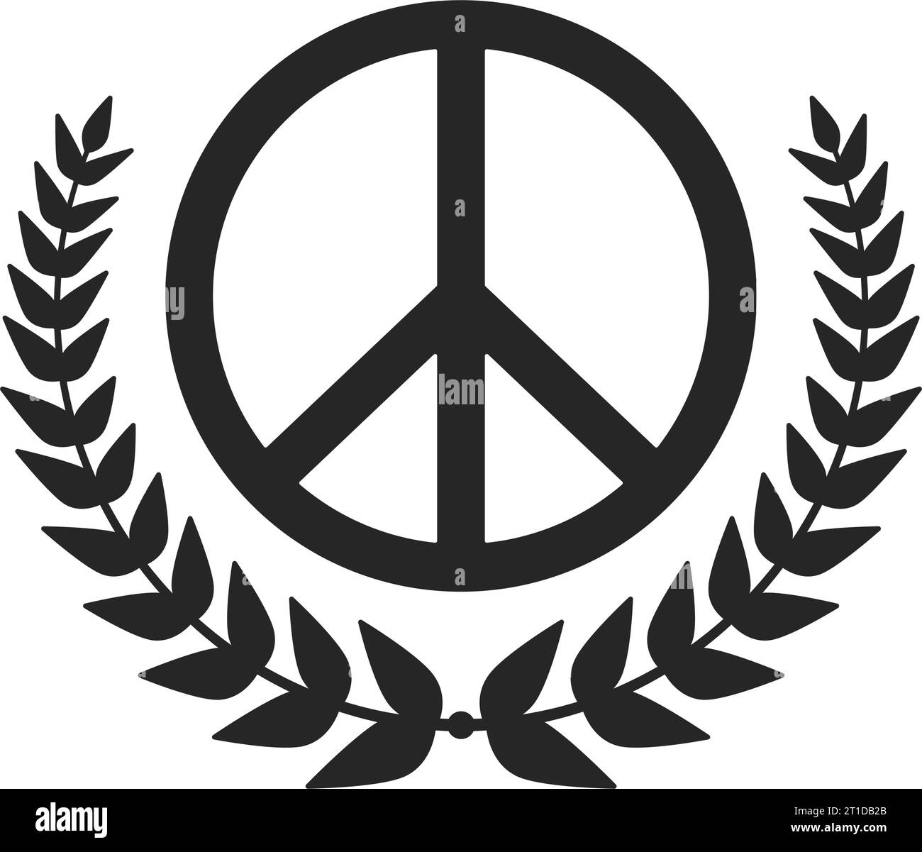 World peace concept with peace symbol and wreath in vector icon Stock Vector