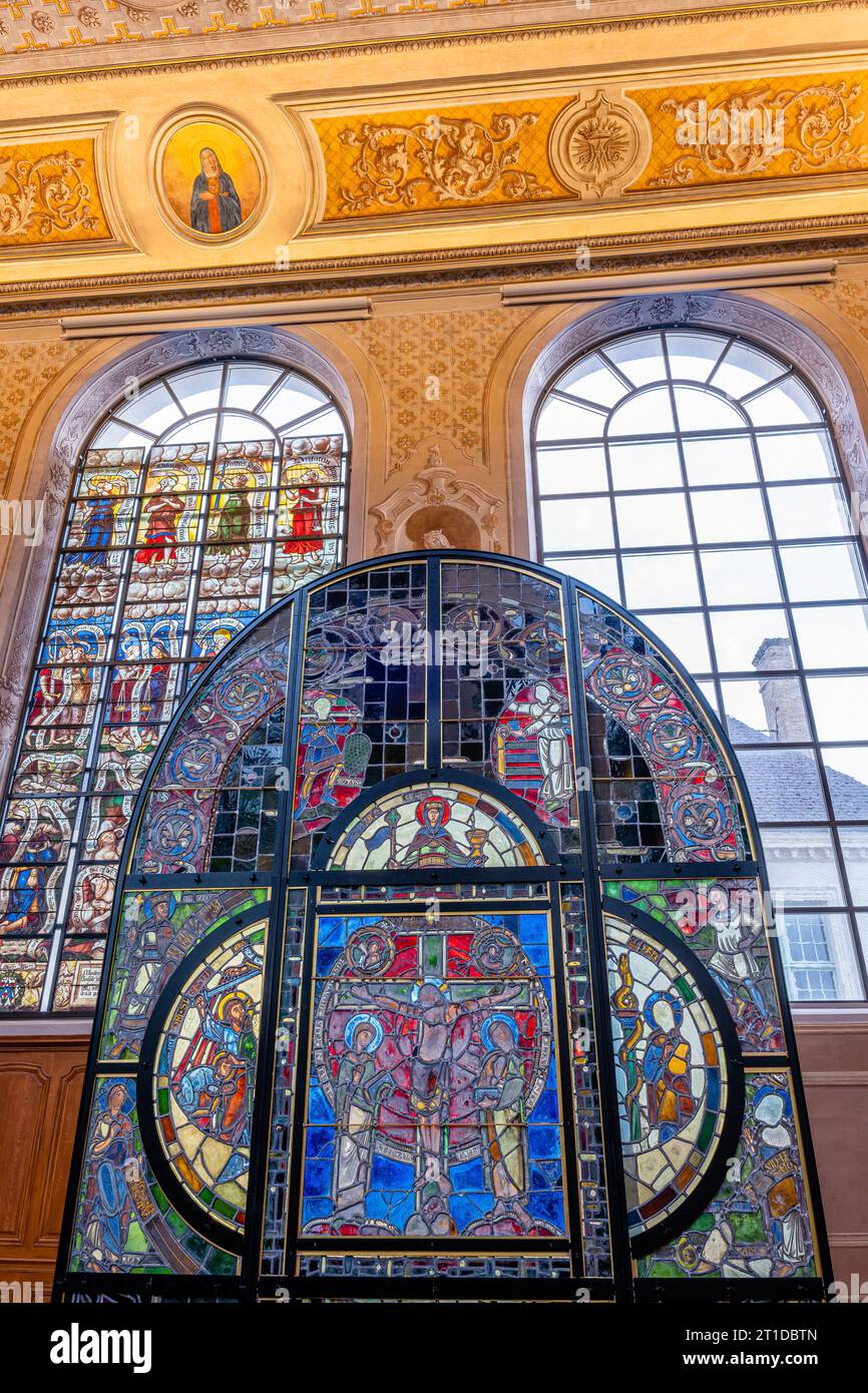 Troyes (north-eastern France): the city of stained glass. Lower chapel of the former hospital “Hotel-Dieu-le-Comte” Stock Photo
