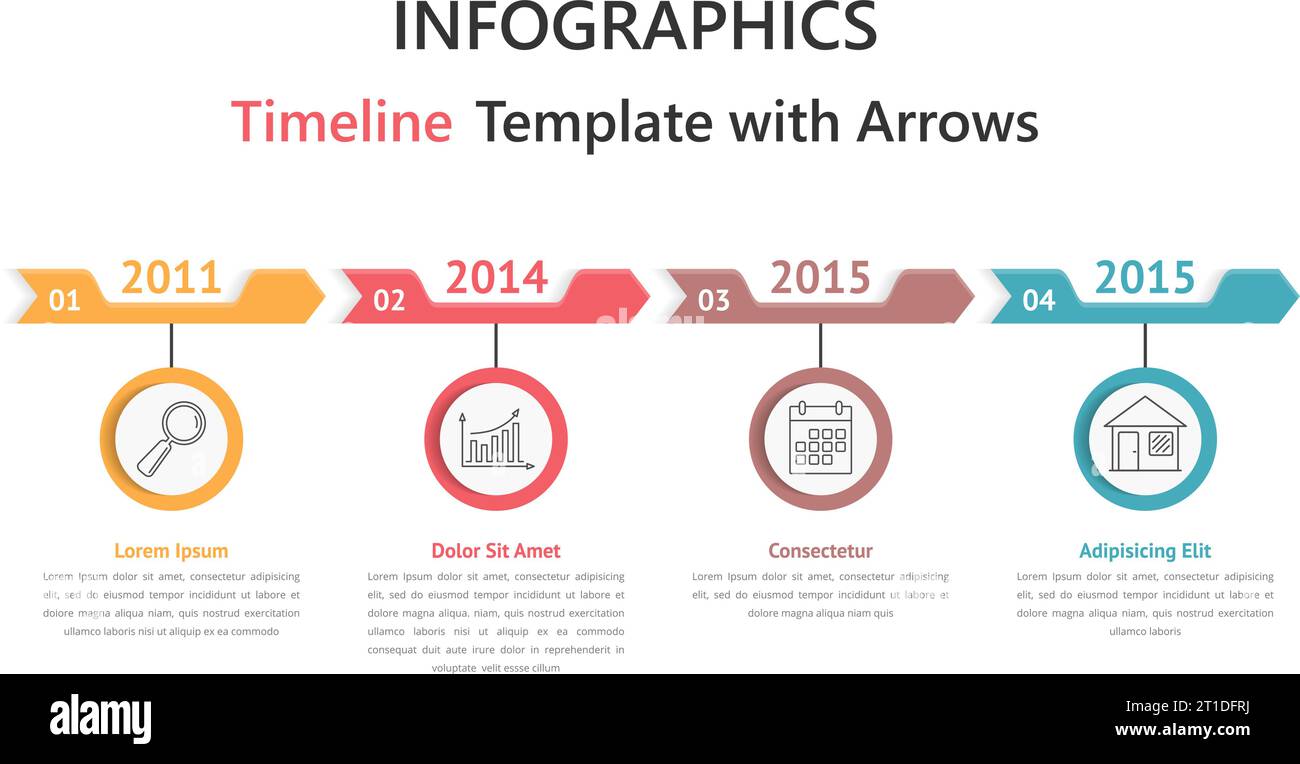 Timelie infographics template with arrows, vector eps10 illustration ...